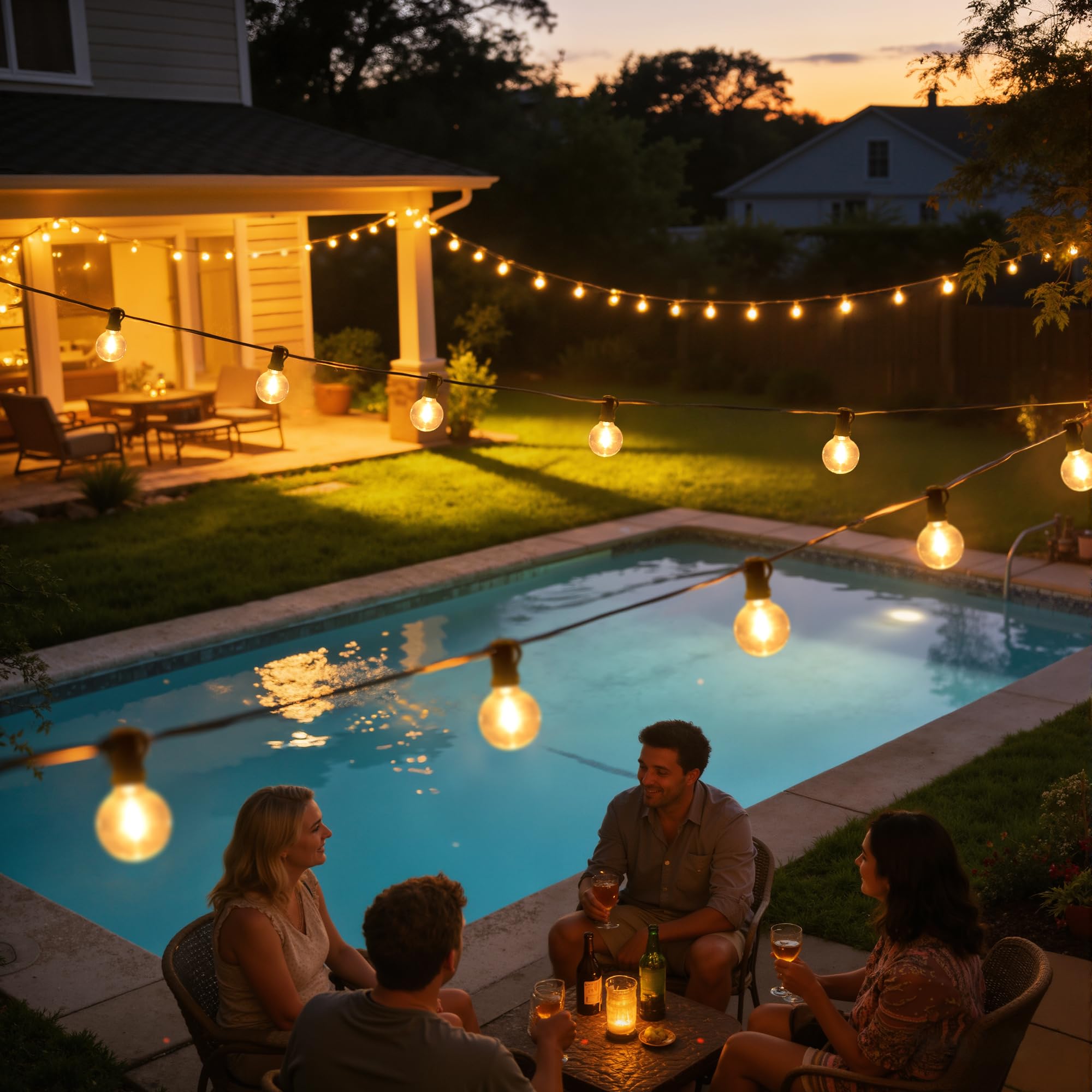 HeiPard Lichterkette Außen LED Strom 30M, Outdoor Lichterketten Beleuchtung mit 50+3 G40 Glühbirnen Wetterfest IP45 für Aussen Innen Balkon Garten Camping Pavillon Terrasse Hochzeiten Partys