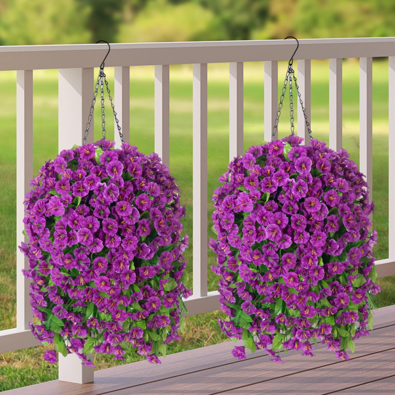 Fioriera artificiale | Finto Morning Glory per decorazione | Cestino da appendere da 37 pollici con fiori artificiali, piante artificiali per la decorazione della casa, in giardino