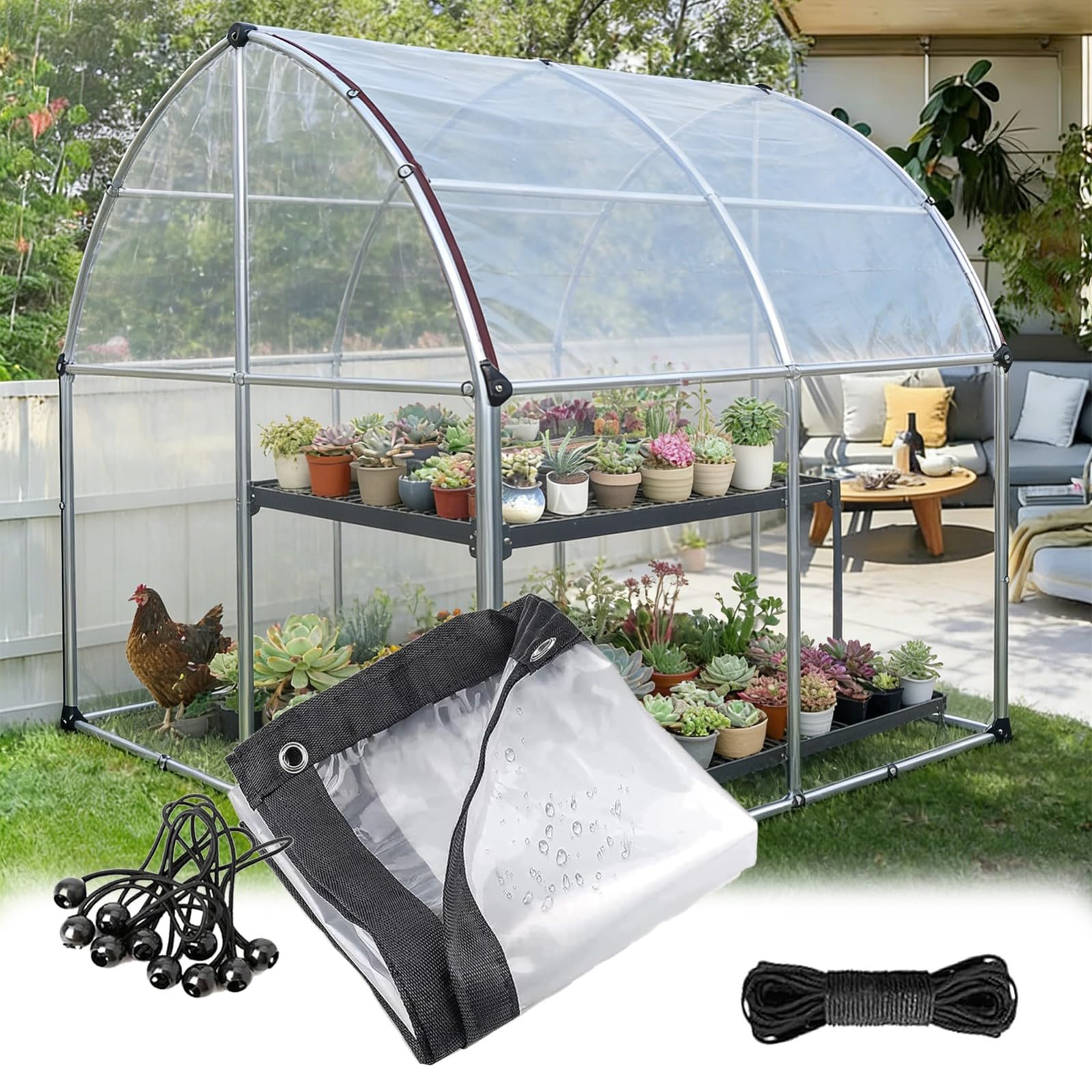 Transparent Tarpaulin Heavy Duty Tarp, Clear Waterproof Tarpaulin with Reinforced Grommets Multipurpose Outdoor Use for Garden Furniture Clear, 20×20 FT
