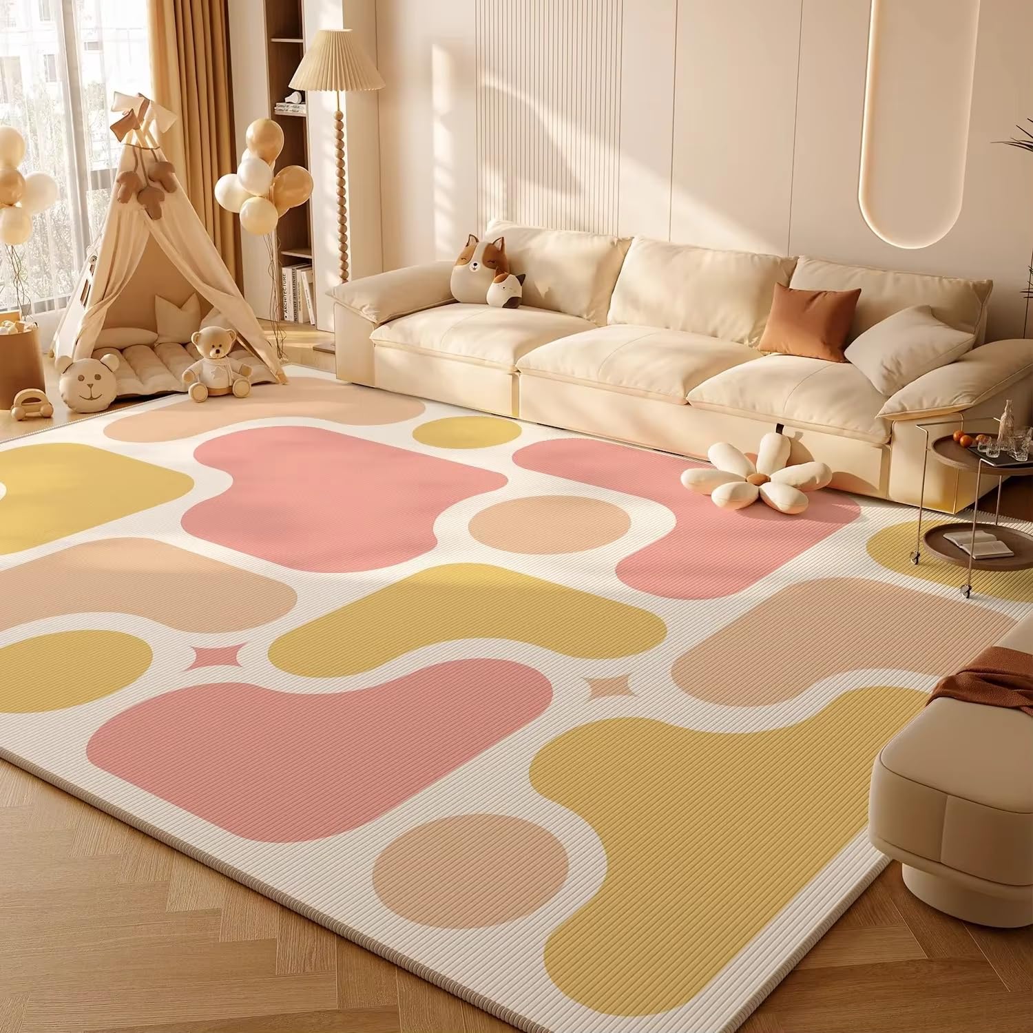 Tapis dopamine coloré lavable doux et antidérapant pour table basse