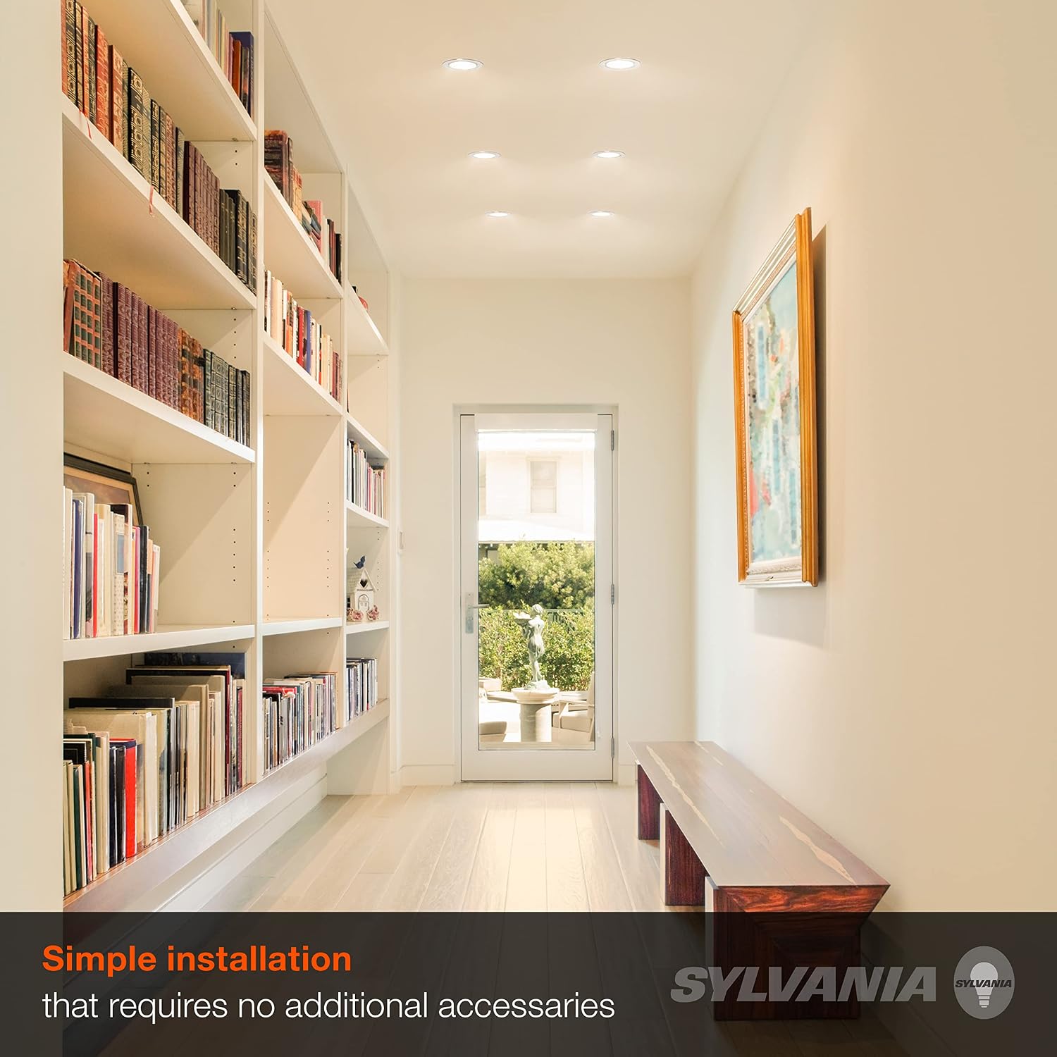 Sylvania 5"/6" RT Recessed LED Downlight with Integrated Trim, 8.5W=65W, Dimmable, 675 Lumens, 3000K, Bright White - 1 Pack (40621)