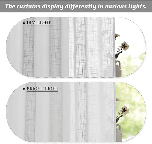 Miniatura 6 de RYB HOME - Cortinas traslúcidas y semitraslúcidas de lino para privacidad, decoración de ventana, filtrado de luz y deslumbramiento para dormitorio,