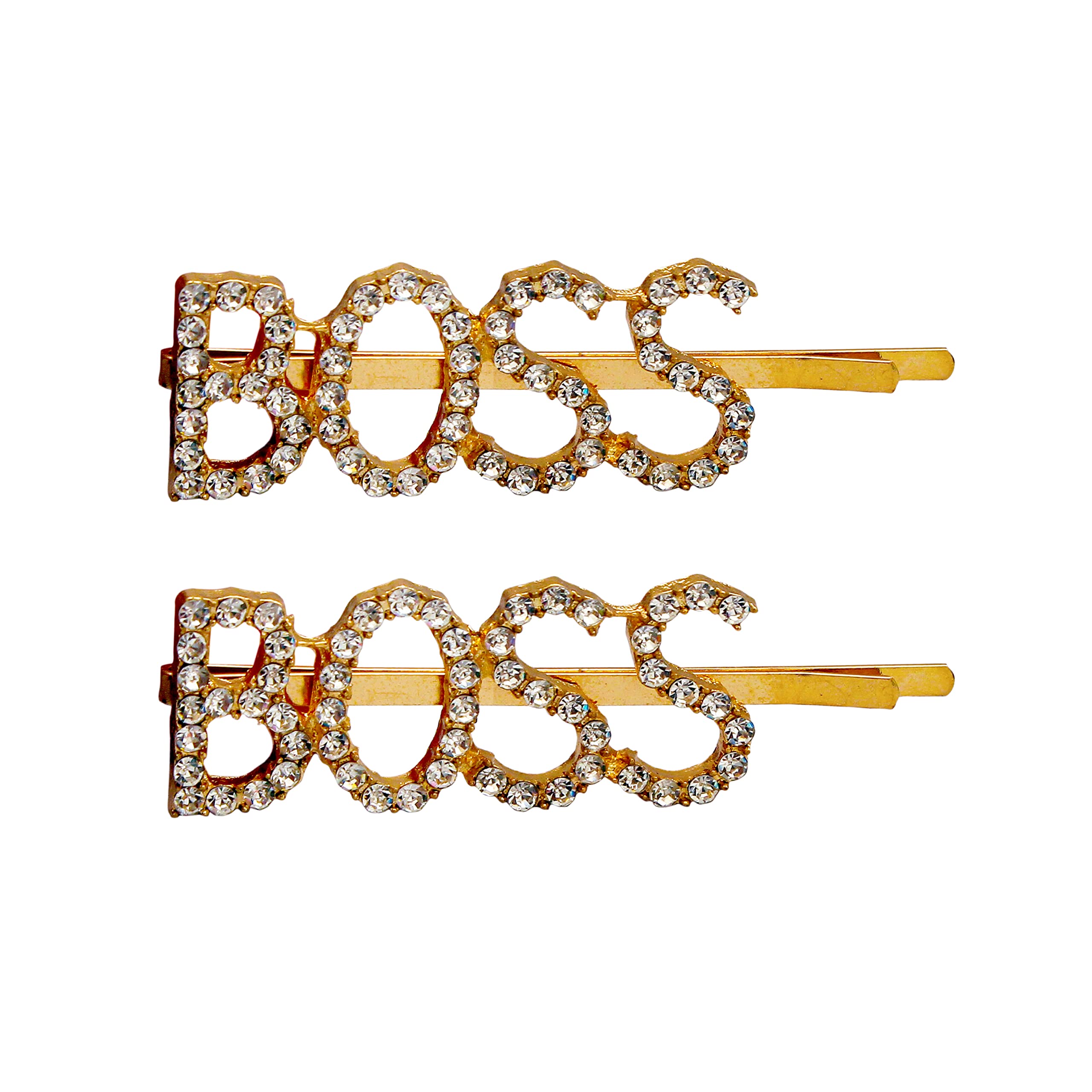 SHREYA-FASHION® - Metal Letter Word Crystal Embellished Rhinestone Hair Clips, Barrettes Hairpin for Styling for Women - 1 Pair (BOSS) (B0B8WN6QDM) Amazon Price History, Amazon Price Tracker