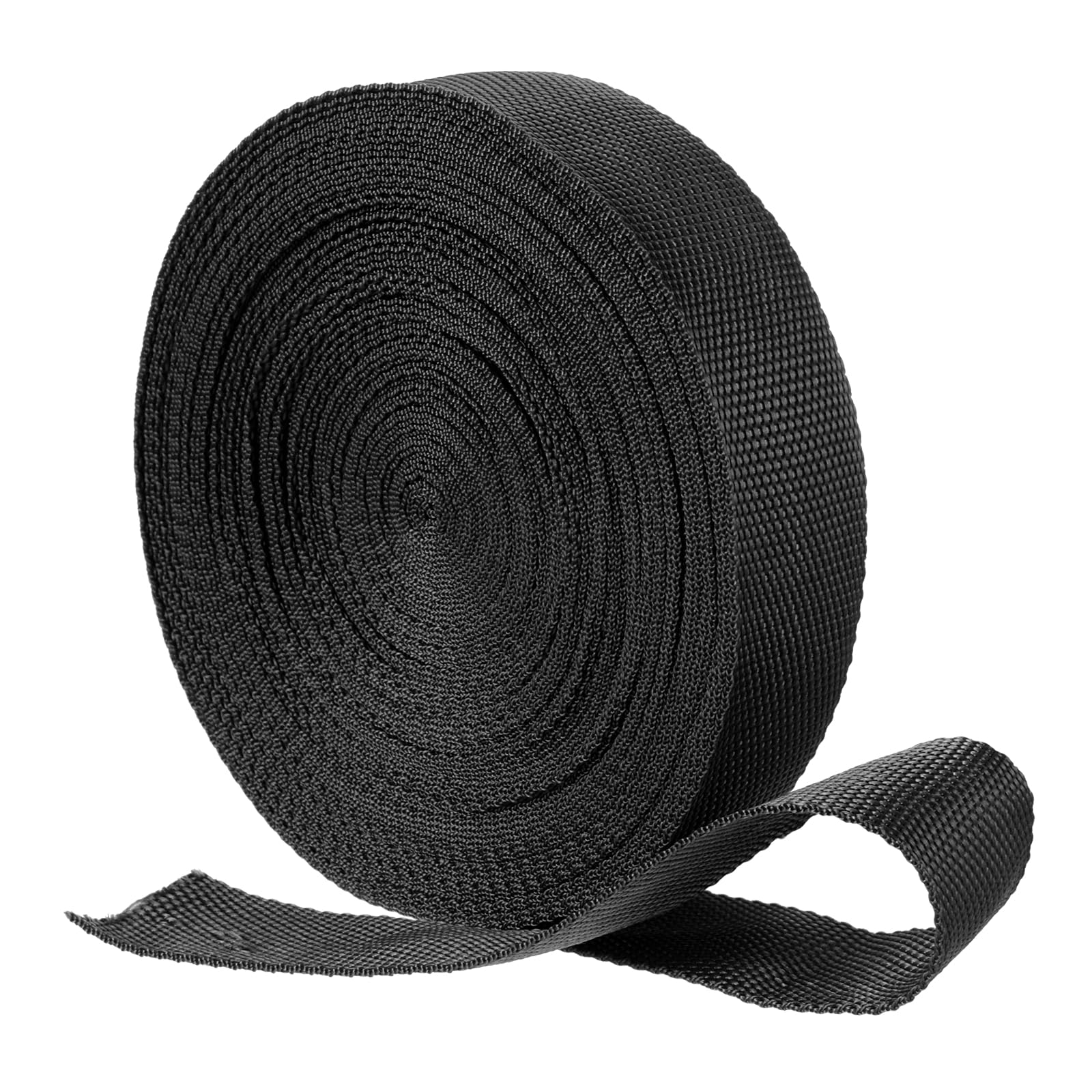sourcing map Nylon Webbing Strap, 22 Yards x 1-1/2" Polypropylene Flat Webbing Band for Pool Solar Cover, Repairing DIY Crafting(Black)