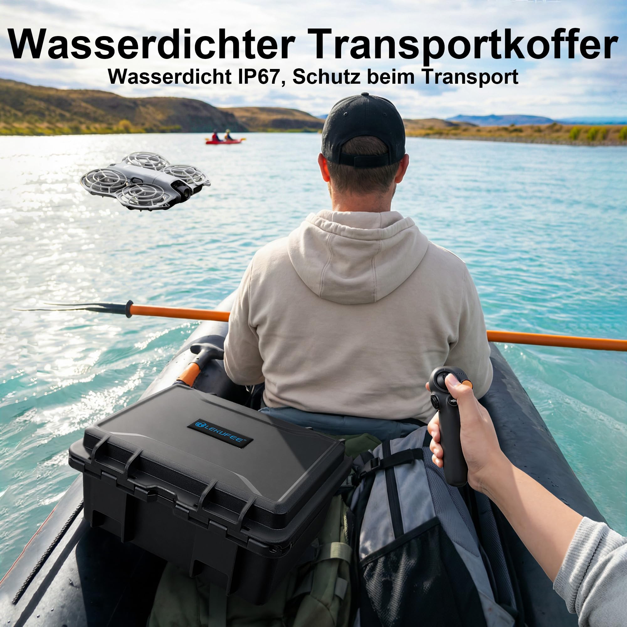 LEKUFEE wasserdichte Harte Transportkoffer für DJI Neo 2 Drohne, Motion Fly More Combo, DJI RC 2, RC N3, Goggles N3/3, RC Motion 3 und Zubehör (nur Tasche)