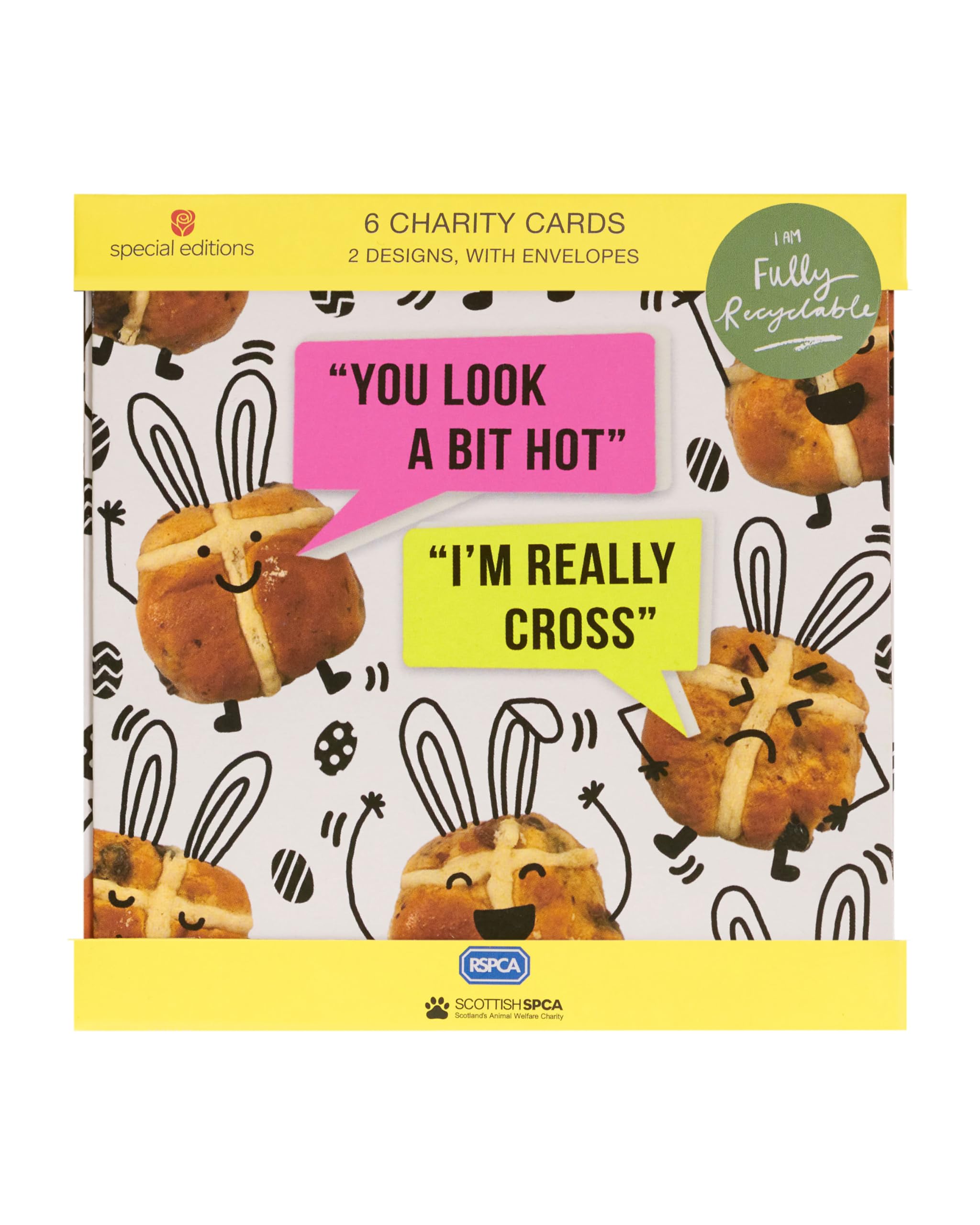 Pack Of 6 RSPCA Hot Cross & Egg-cited Easter Cards Charity Greeting Cards, Multi - Image 4