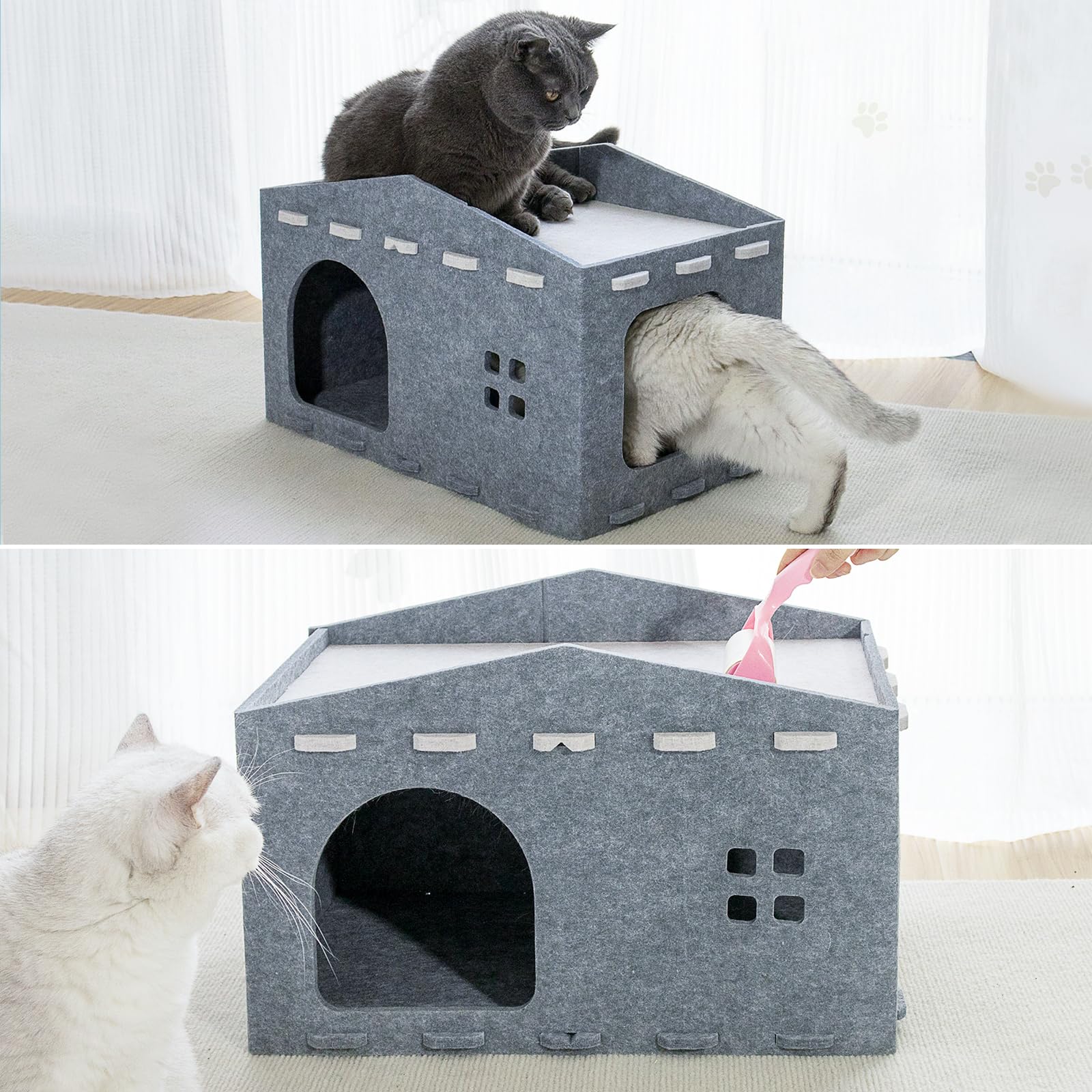 Felt Cat Cave Cat House, Felt Cat Bed for Cats Removable Cat Bed, Indoor Cat House, Cat Cave Cats - Image 3