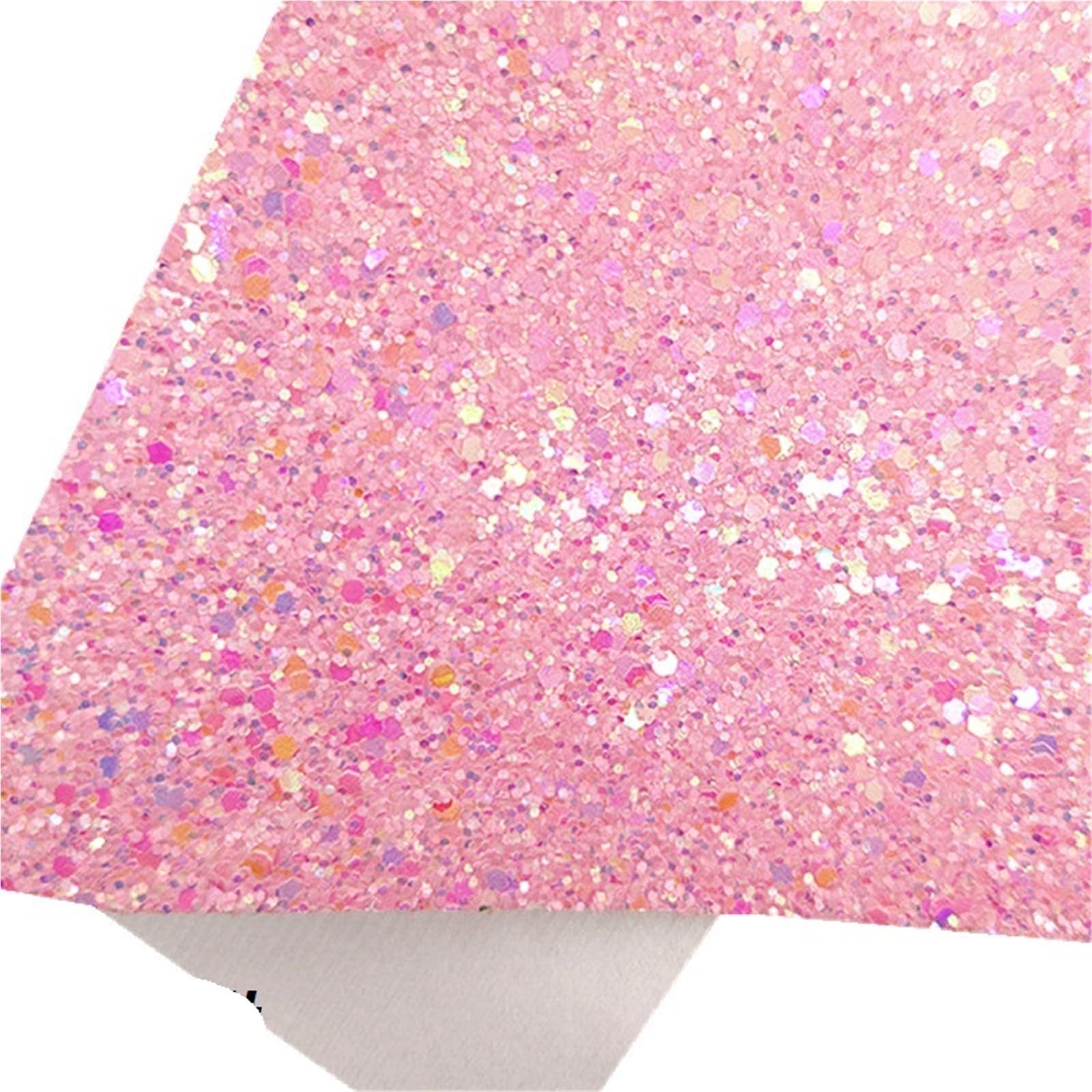 Sparkle PU Leather Fabric Mini Rolls 30x134cm Chunky Glitter Leather Fabric Felt Backing Synthetic for Bows Craft DIY