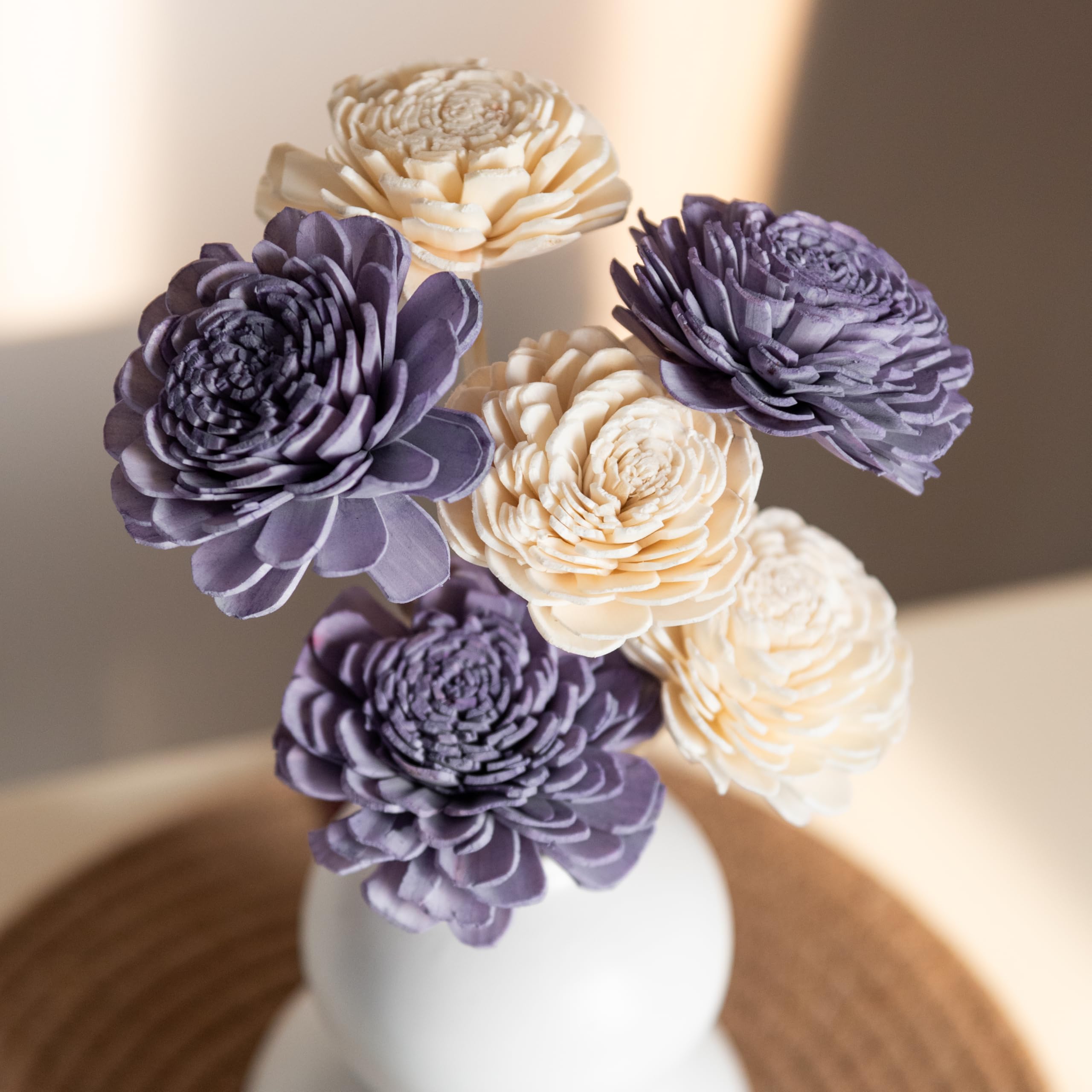 Flowers and Fillers || Lavender and White Sola Flower Sticks (10 Sticks) |Natural Dried Flower |Eco-Friendly Flowers for Home,Office,Bedroom,Table Decoration and Craft Items Corner (Without Vase Pot)-image-23
