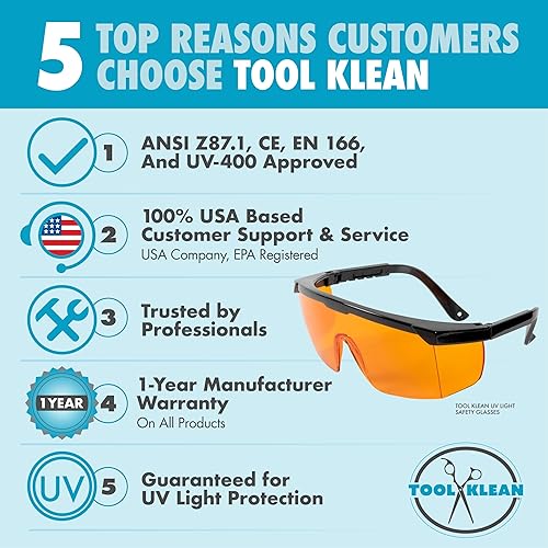 Miniatura 2 de Gafas de seguridad profesionales con luz UV talla única para todos los policarbonato inastillables protección UVC para bloquear hasta 400 rayos UV y