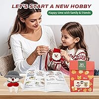 Vista 5 de Honkdtyun Crochet Kit for Beginner,Three Patterns-Santa Claus, Christmas Deer, and Children.Knitting Kit for Adult Kids with Step-by-Step Video