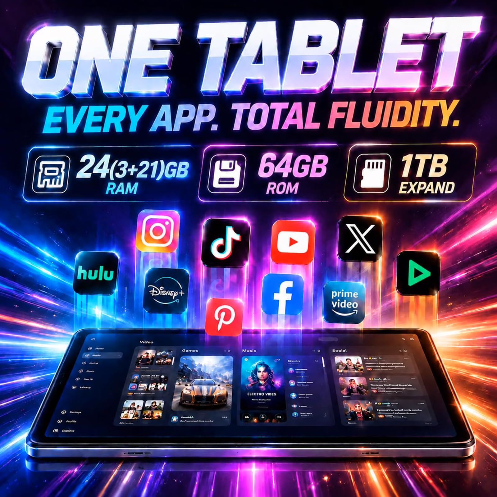Android 16 Tablet 10,1 Zoll, 24GB RAM, 64GB ROM, WiFi 6, 6000mAh