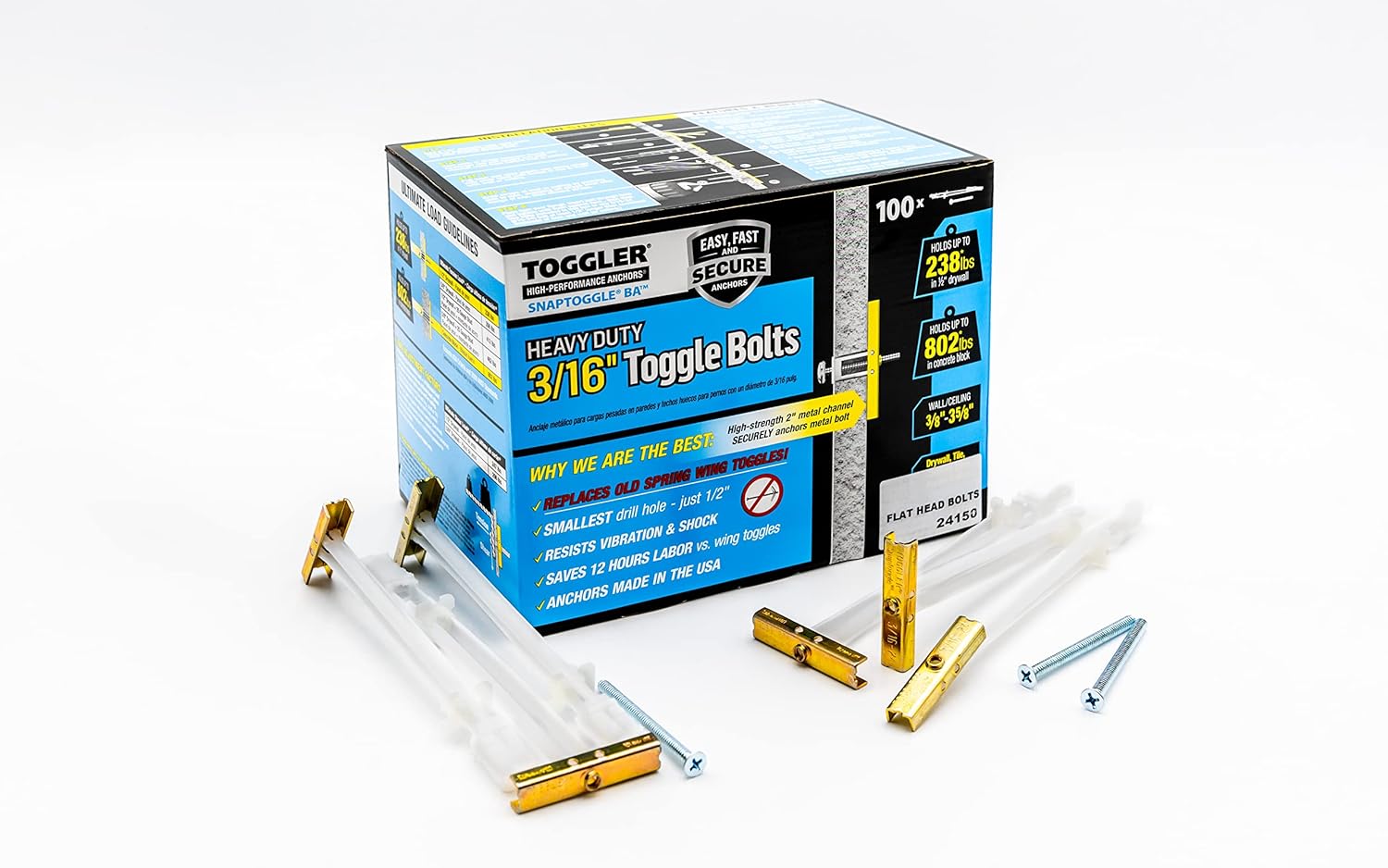 (BA) 3/1624 Toggler SNAPTOGGLE Heavy Duty Toggle Bolt Zinc with 3/16