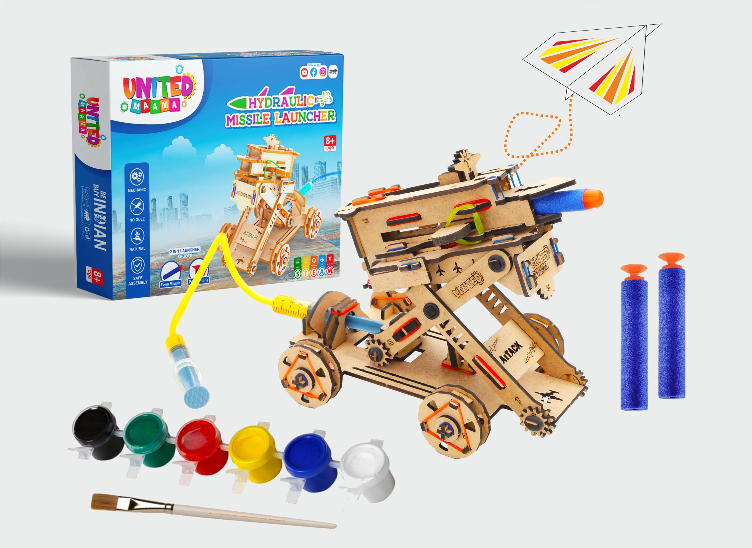 UnitedMaama 2 in 1 Hydraulic Plane Launcher & Missile Launcher | Birthday Gifts for Boys & Girls DIY STEM Educational Science Toy for Kids 8 to 14 Years (B0D6QXTHMZ) Amazon Price History, Amazon Price Tracker