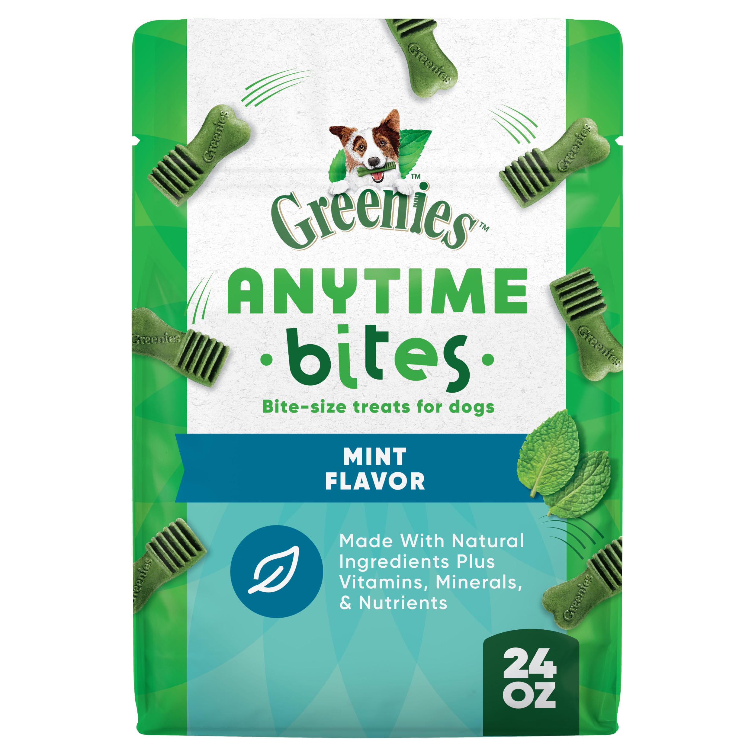 - Greenies Anytime Bites Dog Treats, Mint Flavor, 24 oz. Bag