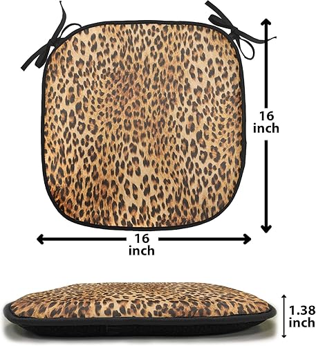 Miniatura 6 de Lunarable Cojín para silla con estampado animal, diseño de piel de leopardo y animales salvajes, inspirado en la naturaleza, moderno, acolchado de