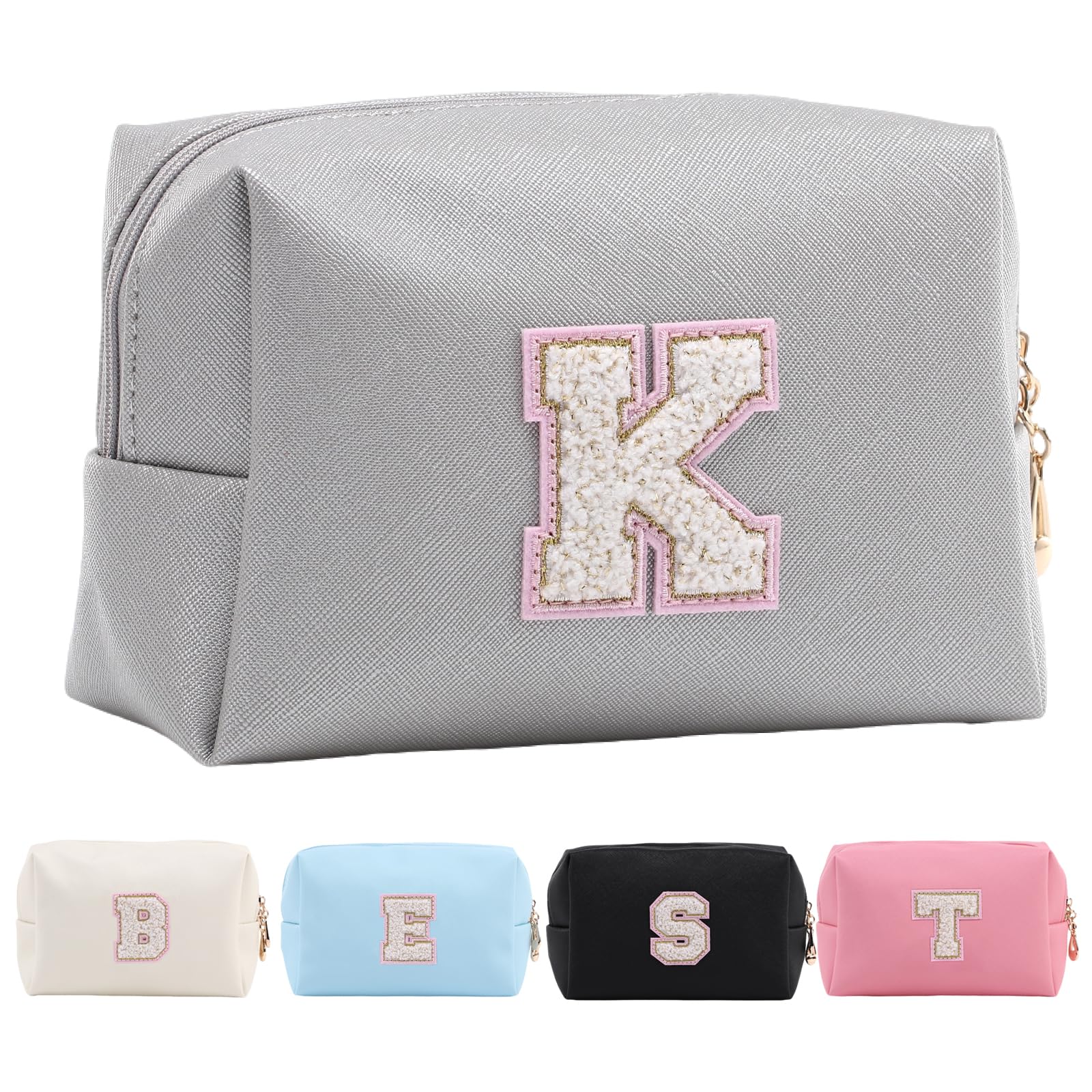 Personalized Makeup Bag,Waterproof Travel Makeup Pouch Cosmetic Bag Birthday Gift for Women Mom，Bride Bridesmaid Cosmetic Bag A-Z — view 95