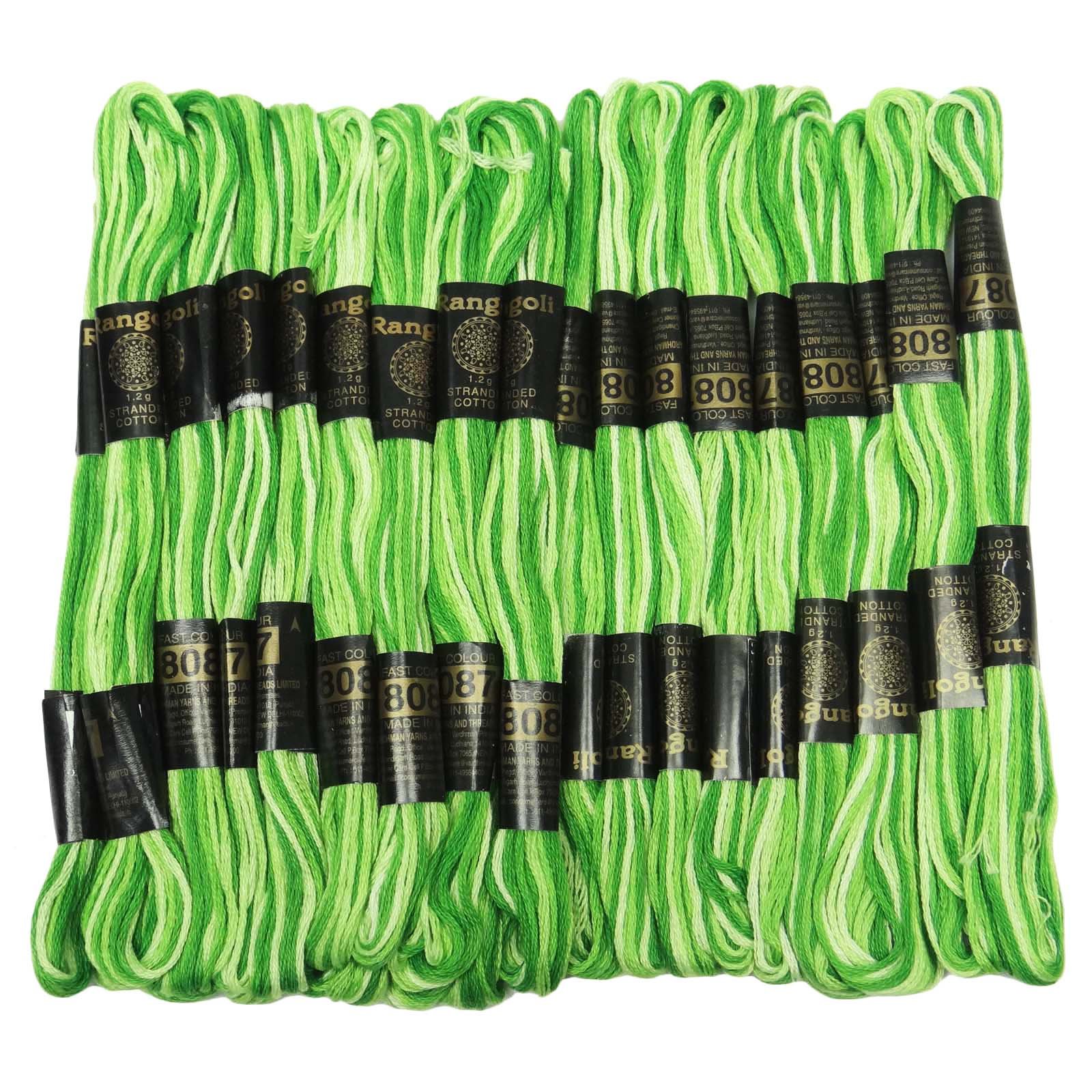 Iba Indianbeautifulart Green And Off White Knitwit 25 Pcs Cotton Thread Skein Cross Floss Needlepoint Embroidery Stitch Sewing