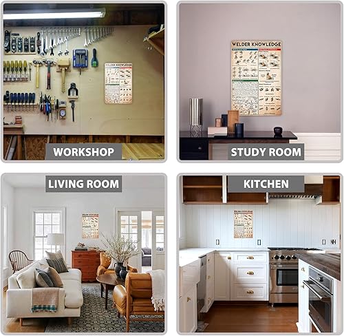 Miniatura 10 de Welder Knowledge - Letrero de metal para soldadura, tipos de juntas, placa de póster infográfico, escuela, sala de estar, dormitorio, club, garaje,