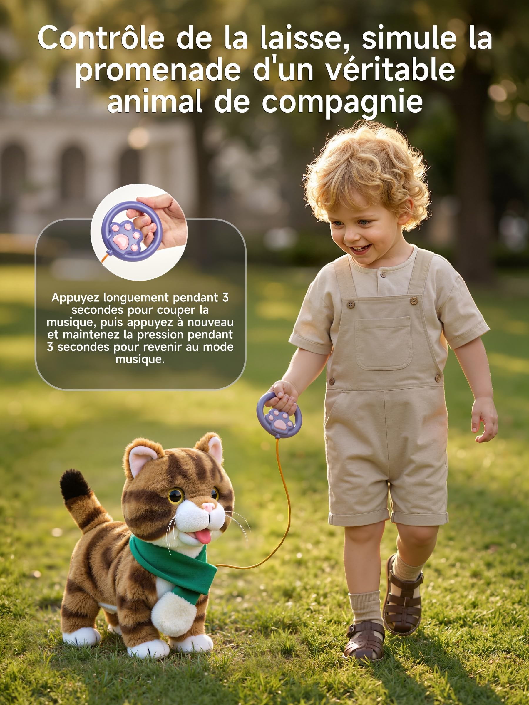 OR OR TU Jouet Chat Qui Marche Chat en Peluche avec Télécommande
