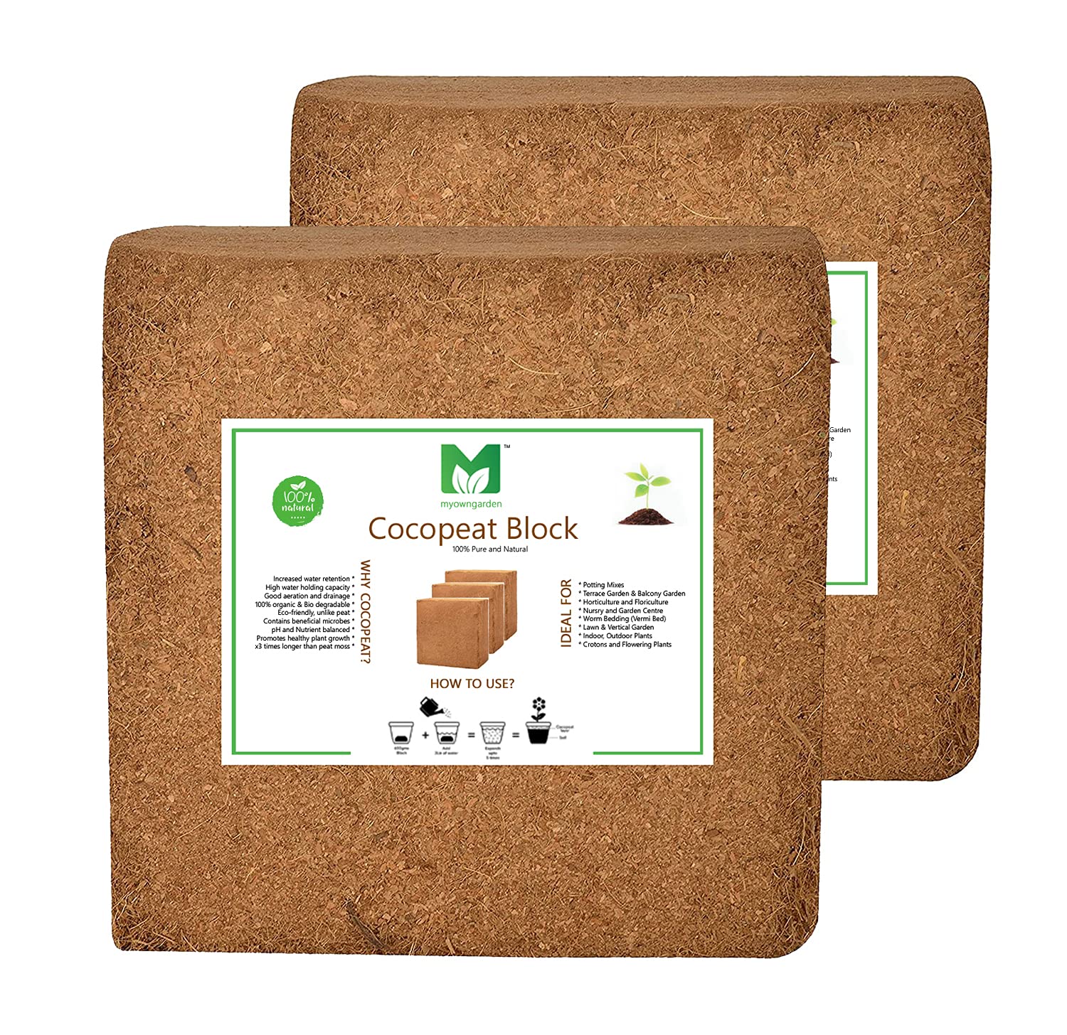 MyOwnGarden COCOPEAT Block 10 KG Expand Upto 30-40 Cocopowder 100% Organic Soil (Pack of 2 Cake) (B094YS7WRZ) Amazon Price History, Amazon Price Tracker