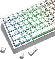 Vista 6 de dagaladoo Teclas blancas topográficas pbt, teclas de doble disparo 75 por ciento, conjunto de teclas con luz, teclas con impresión lateral, teclas