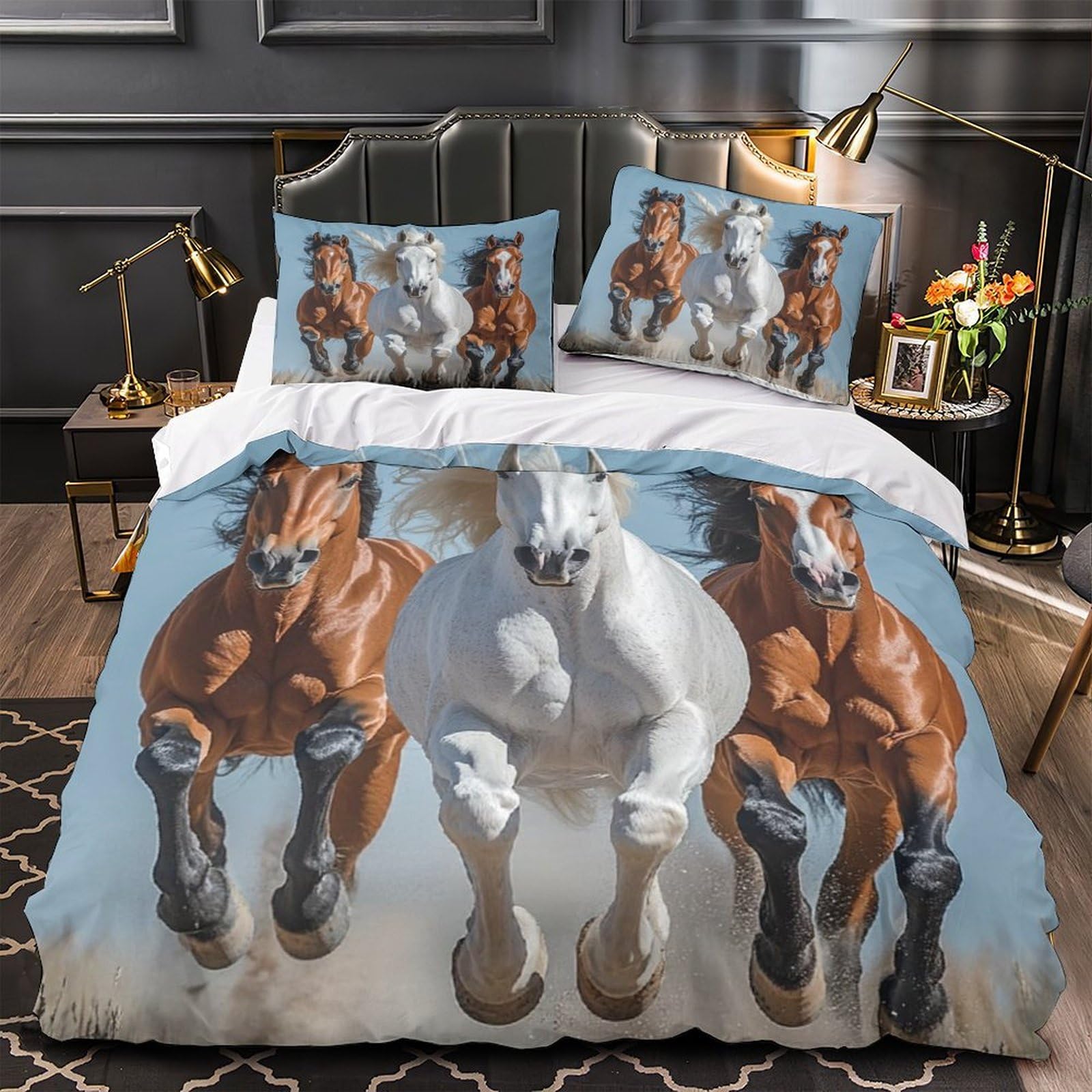 Housse de couette cougar 3D effet grand réalisme avec parure de lit microfibre premium 220x240