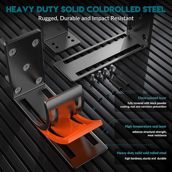 Adjustable Door Barricade Brackets, 2x4 Door Barricade Bracket, Heavy Duty Carbon Steel, Black, 2-Pack