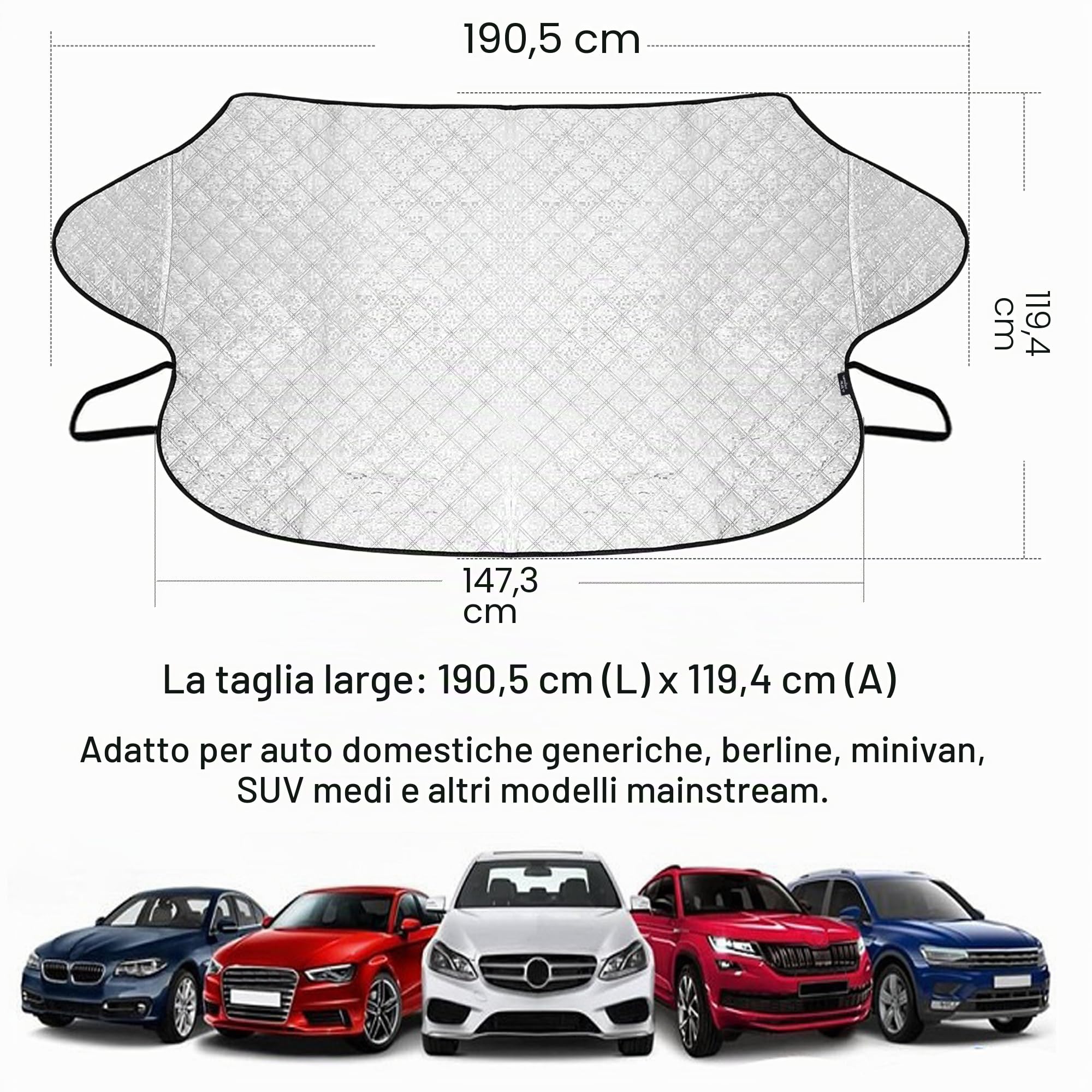 Copri Parabrezza Auto 4 Strati Ispessire Antighiaccio Ripiegabile Esterno