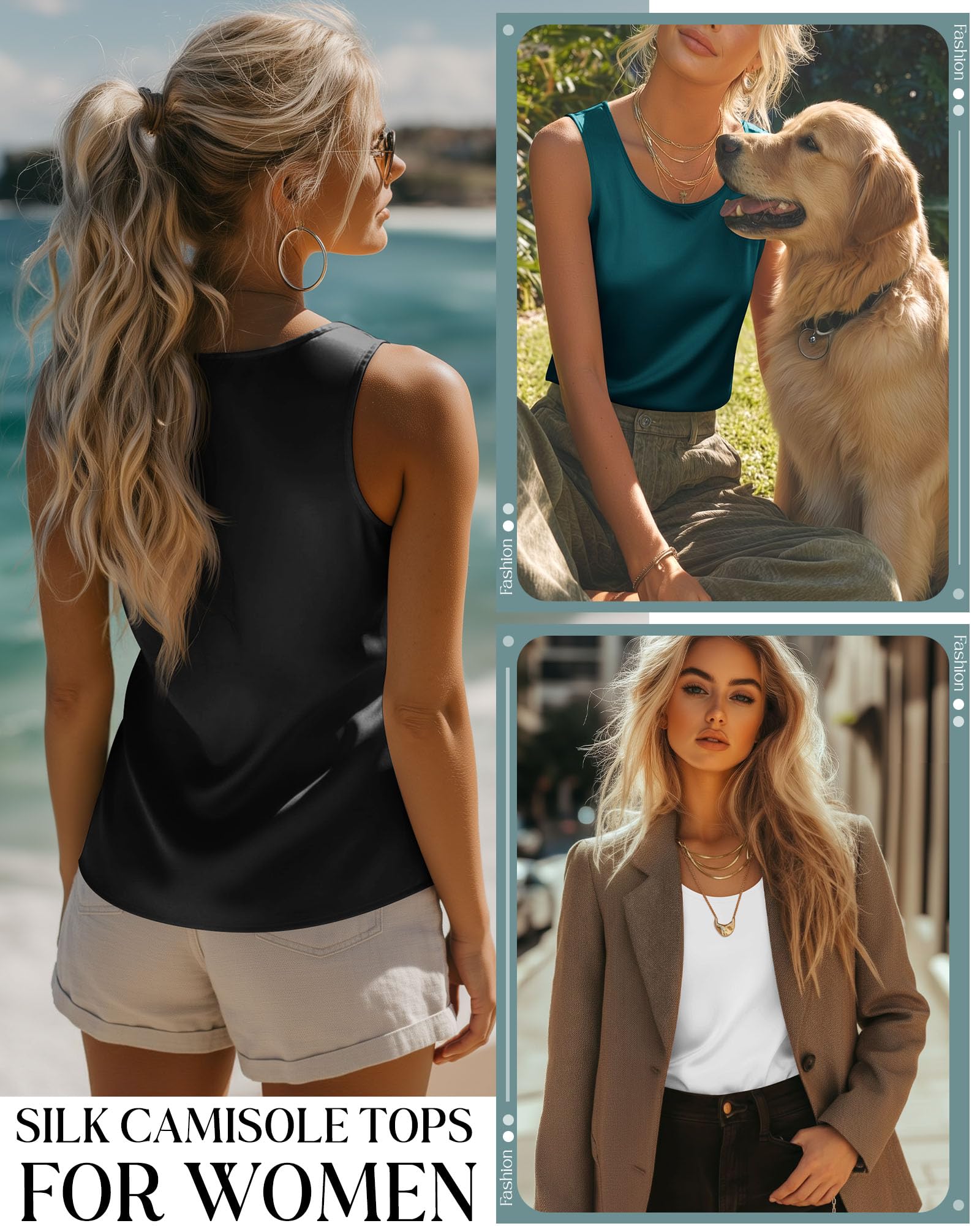 Lot De 3 Camisetas De Tirantes De Satén Mujer | Camisolas De Tacto Sedoso, Blusas Sin Mangas Con Cuello Redondo, Conjuntos Casuales De Oficina, Para Llevar Bajo Blazer
