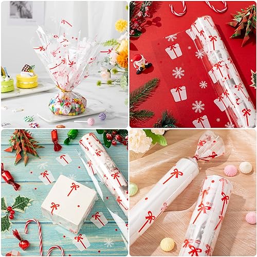 Miniatura 7 de Rollo de papel de celofán navideño de 98 pies de largo, 15.8 pulgadas de ancho, 2.5 mil de grosor, papel de regalo transparente, cesta de regalo de