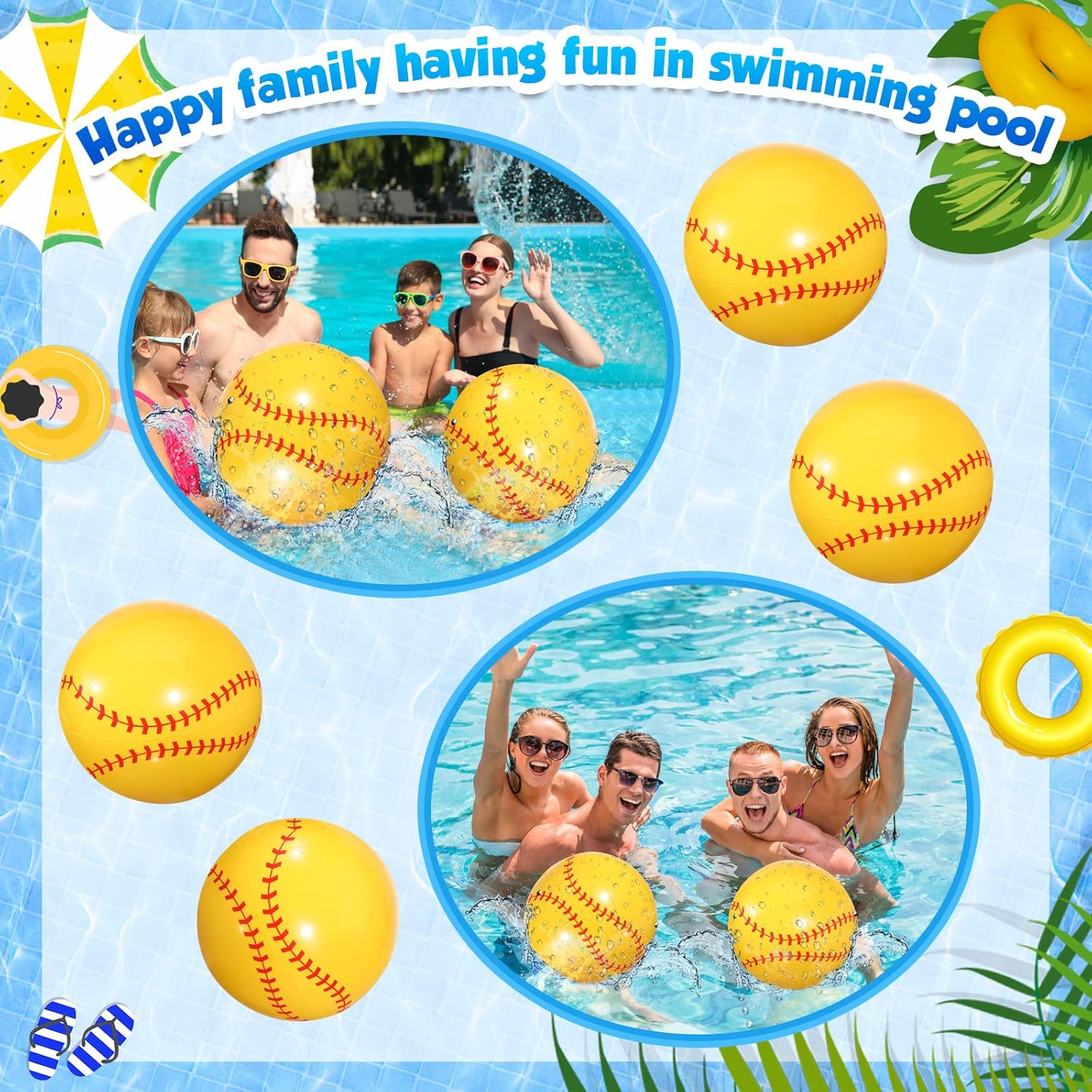 Chivao 24 Pieces 16 Inch Softball Beach Balls Inflatable Beach Balls Bulk Sports Themed Party Favors Pool Float Toy for Birthday Party Decoration Supplies Outdoor Summer Swimming
