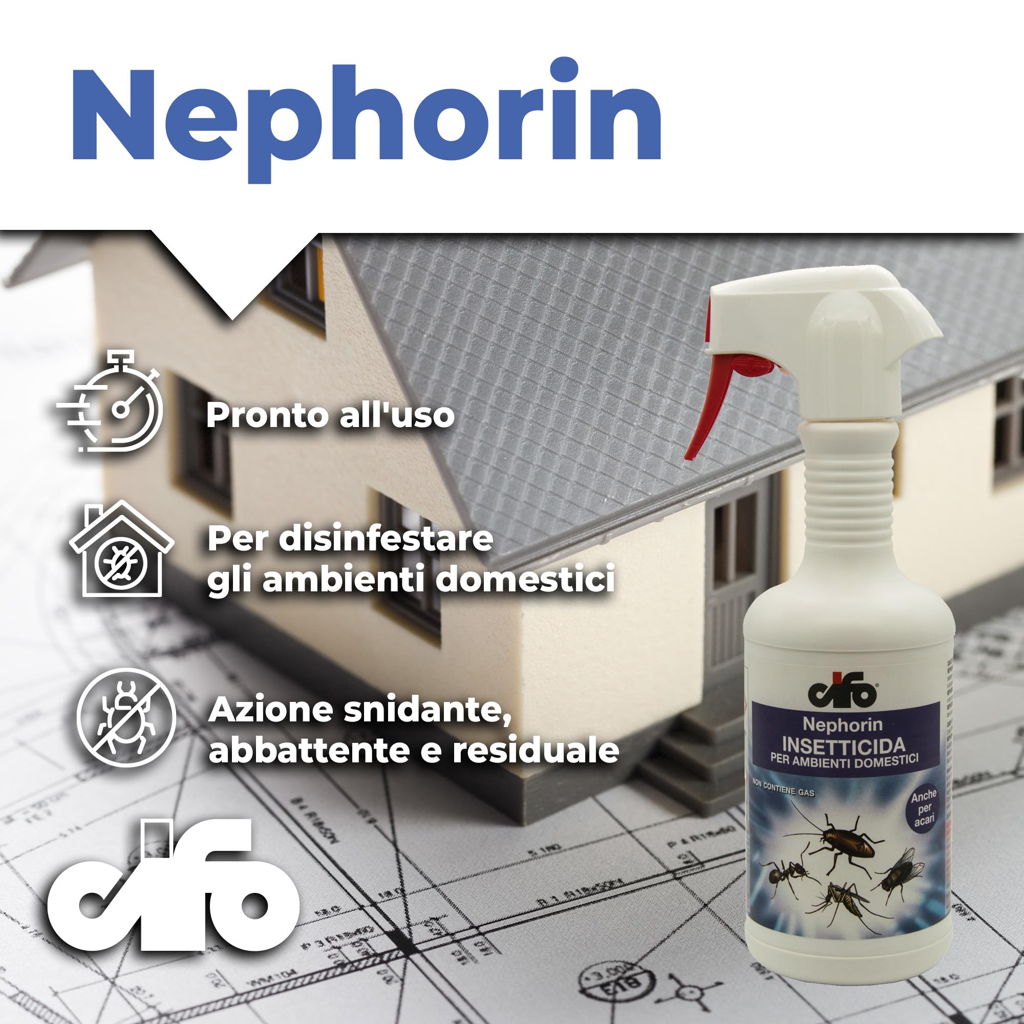 CIFO Nephorin Insetticida Formiche Scarafaggi Ragni Vespe Triplice Azione 500ml