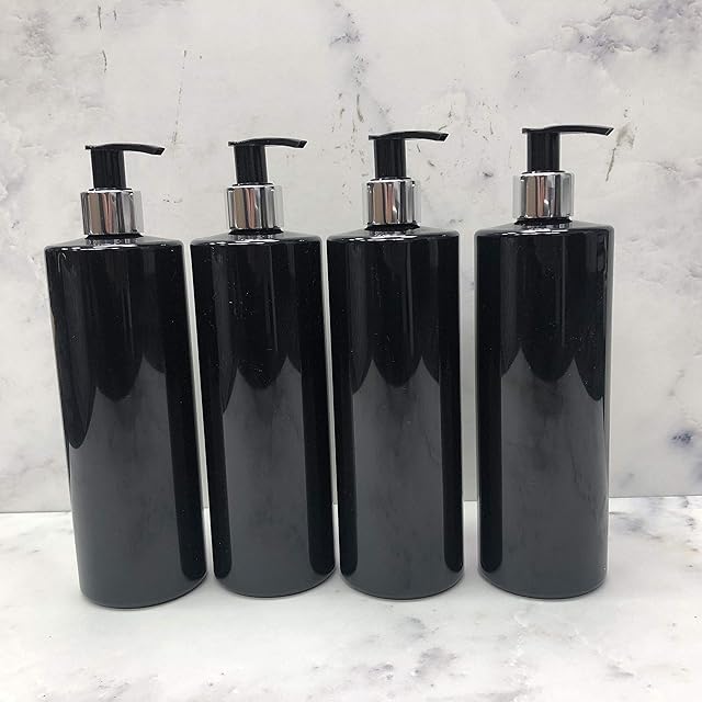 500ml Dispenser Pump Bottle Black PET Plastic Bottle Black/White Lotion Pump Mrs Hinch Customisable DIY Refillable Bathroom Hand Lotion Soap Bottle (4)