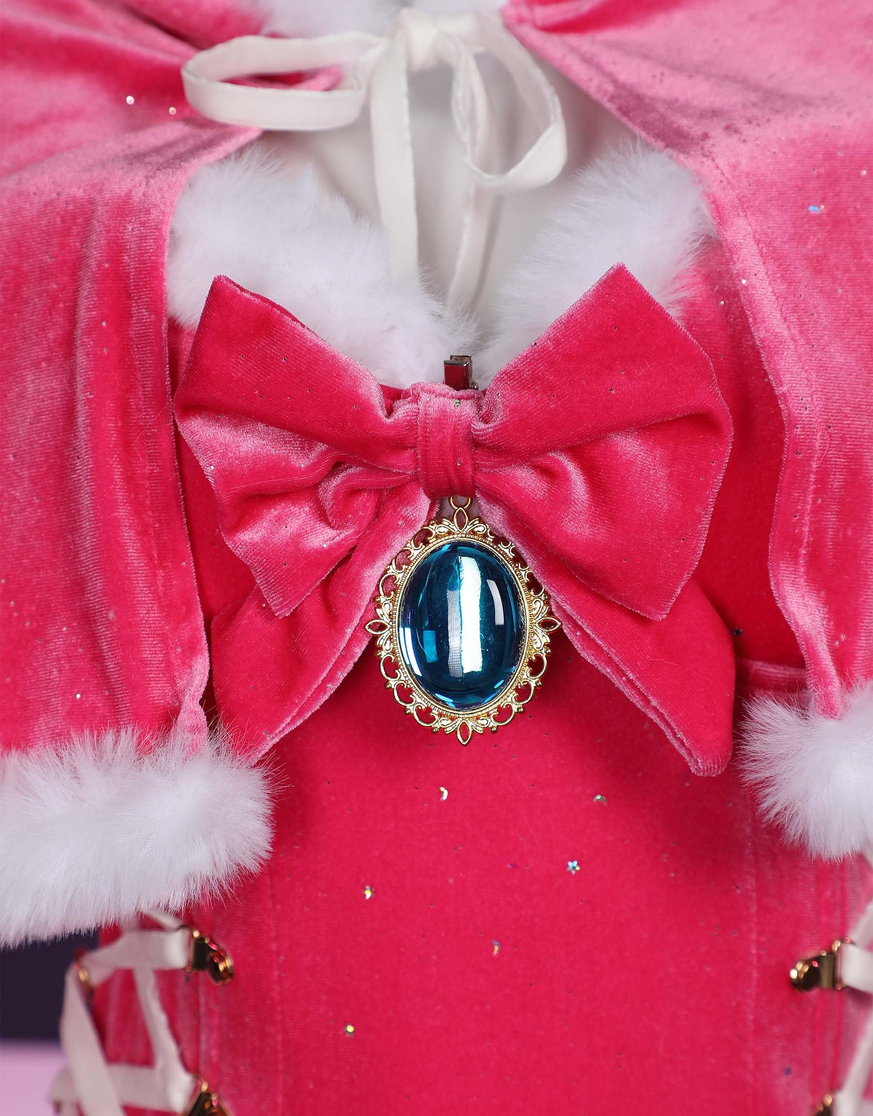 Mobbunny Women Peach Derivative Furry Bodysuit Glitter Velvet Romper Plush Homewear Romper Bodycon Outfit Christmas: Medium Red