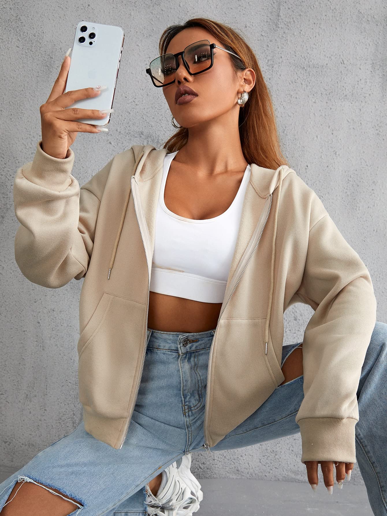 Sweat à capuche décontracté pour les week-ends cocooning en taille XL