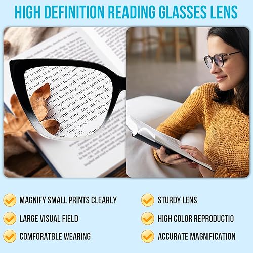 Miniatura 3 de WEMOOTANTS Gafas de lectura de gran tamaño para mujer, diseño de ojo de gato, 1.0, 1.25, 1.5, 1.75, 2.0, 2.25, 2.5, 2.75, 3.0, 3.5, 4.0