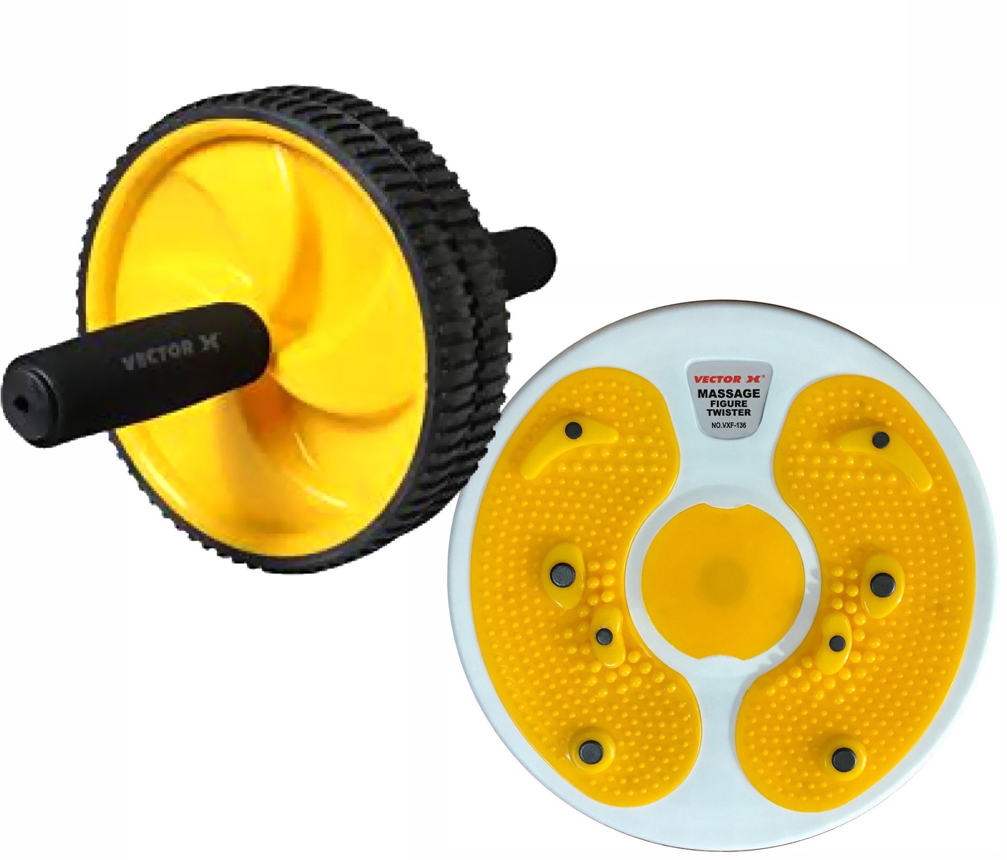 Vector X Abs & Sides Exercise Combo (Vector X Figure Massage Twister, Yellow + Exercise Ab Wheel, Yellow) - Yellow-image-48