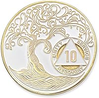 Vista 178 de Medallón AA de 5 años – Árbol de la Vida trenzado chapado en oro AA Chip de recuperación – morado