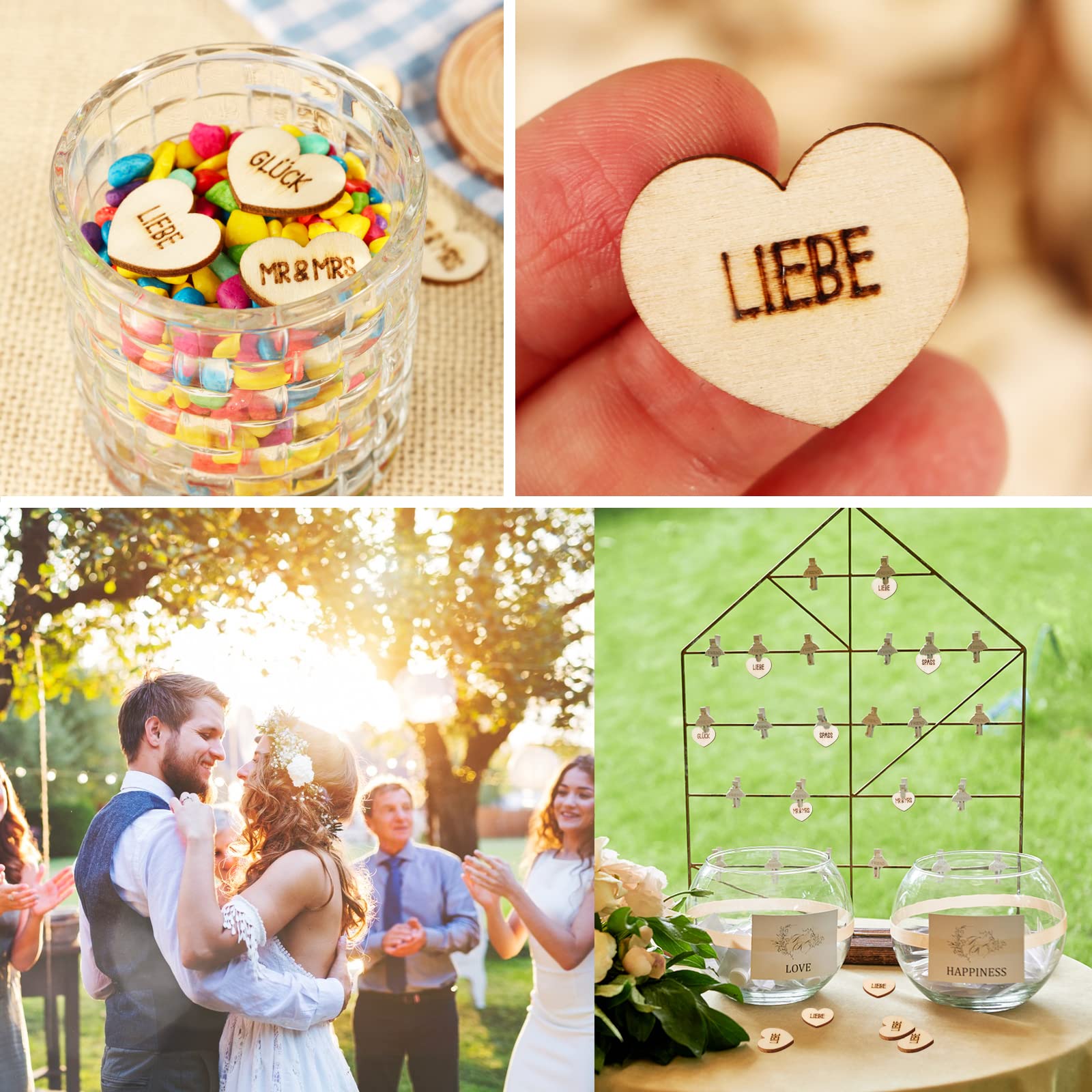 VIKY Coriandoli In Legno Per Matrimonio – 100 Pezzi Con Lettere Love E Cuori
