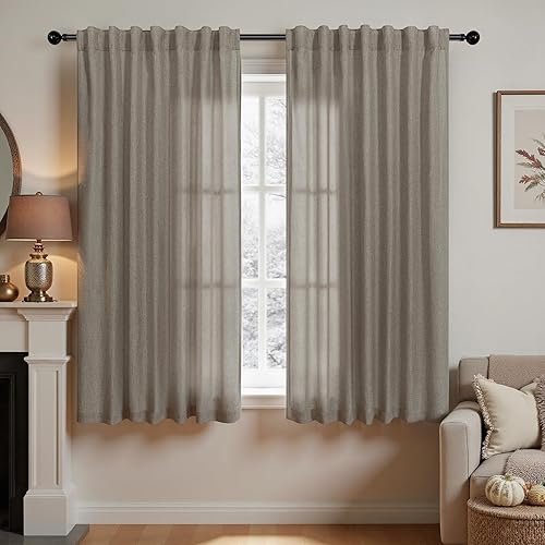Miniatura 177 de KOUFALL Cortinas transparentes de lino de 90 pulgadas, cortinas para Sala Modernas 2025 De Lino Elegantes, cortinas personalizadas con pestaña