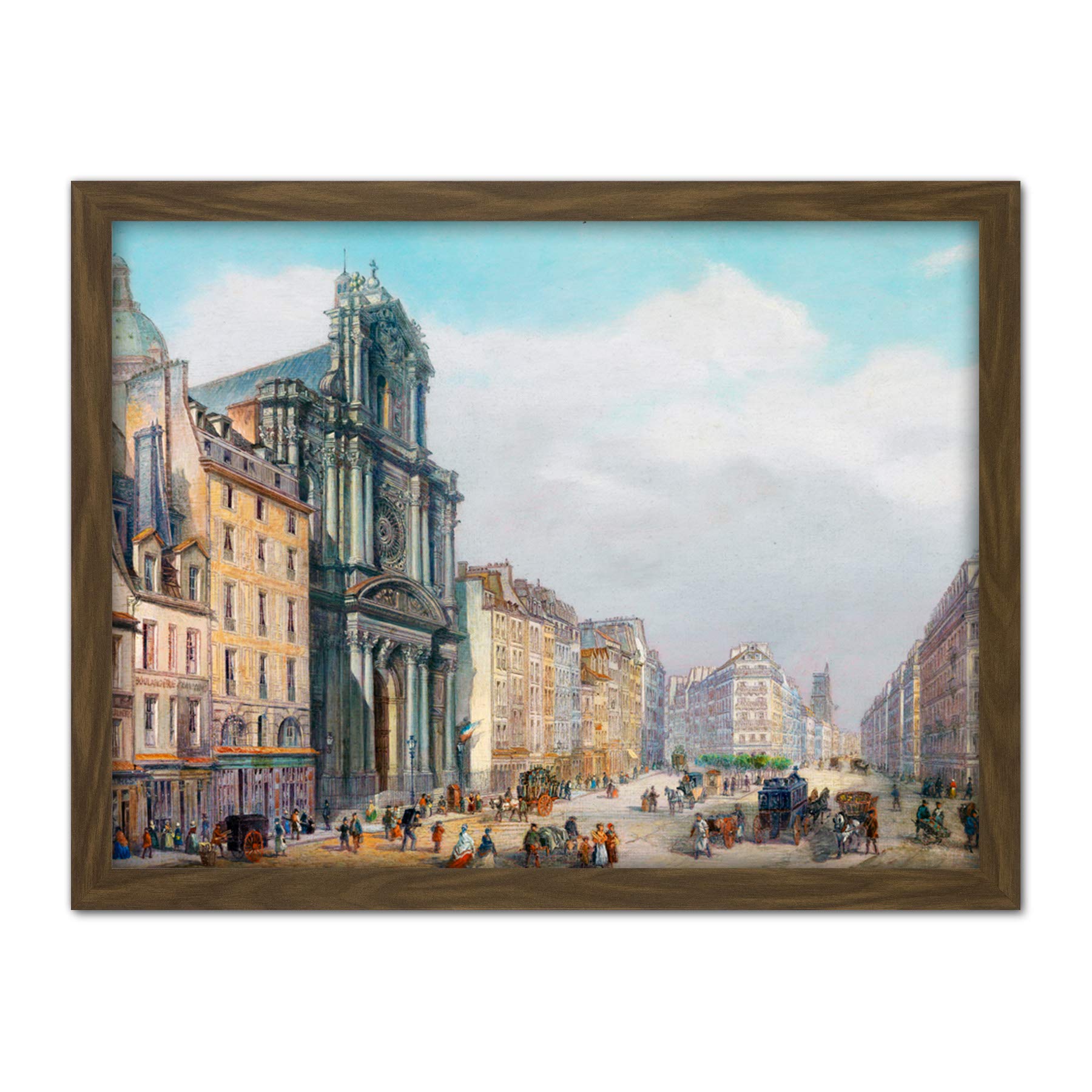 Artery8 Bossoli Paris Rue Saint Antoine Painting Artwork Framed Wall Art Print 18X24 Inch