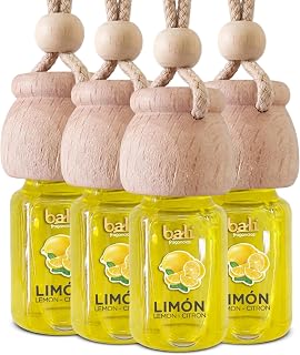 Pack de 4 Ambientadores de coche LIMÓN 6 ml 0% alcohol, absorbe el mal olor de tu vehículo