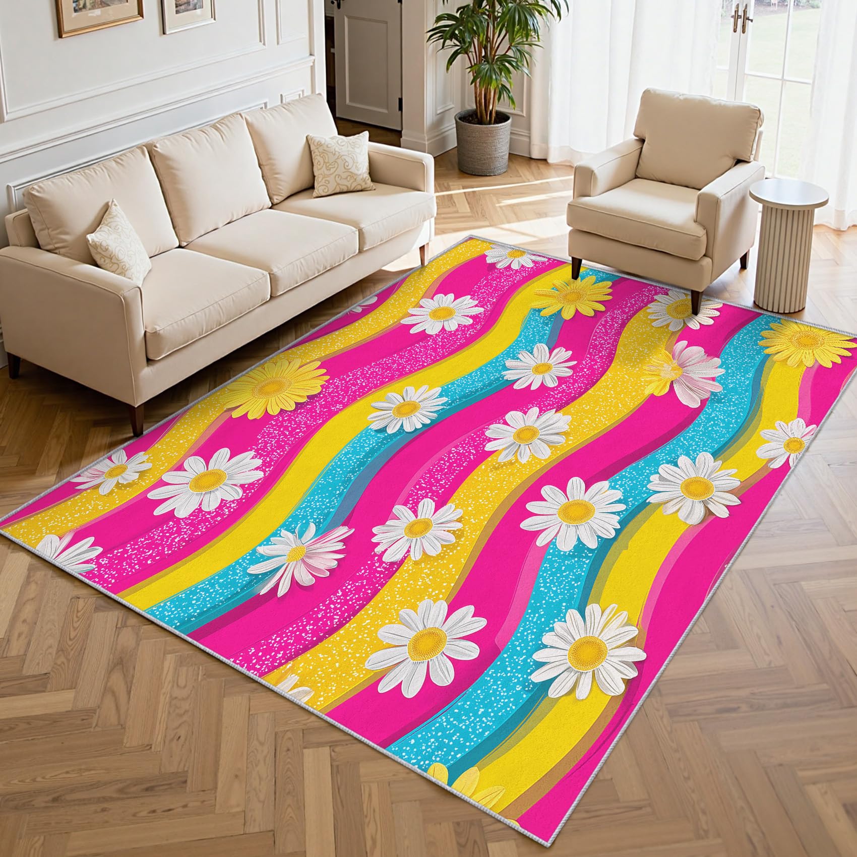 Générique Lavable Tapis Salon Vague Colorée, 160x230 cm