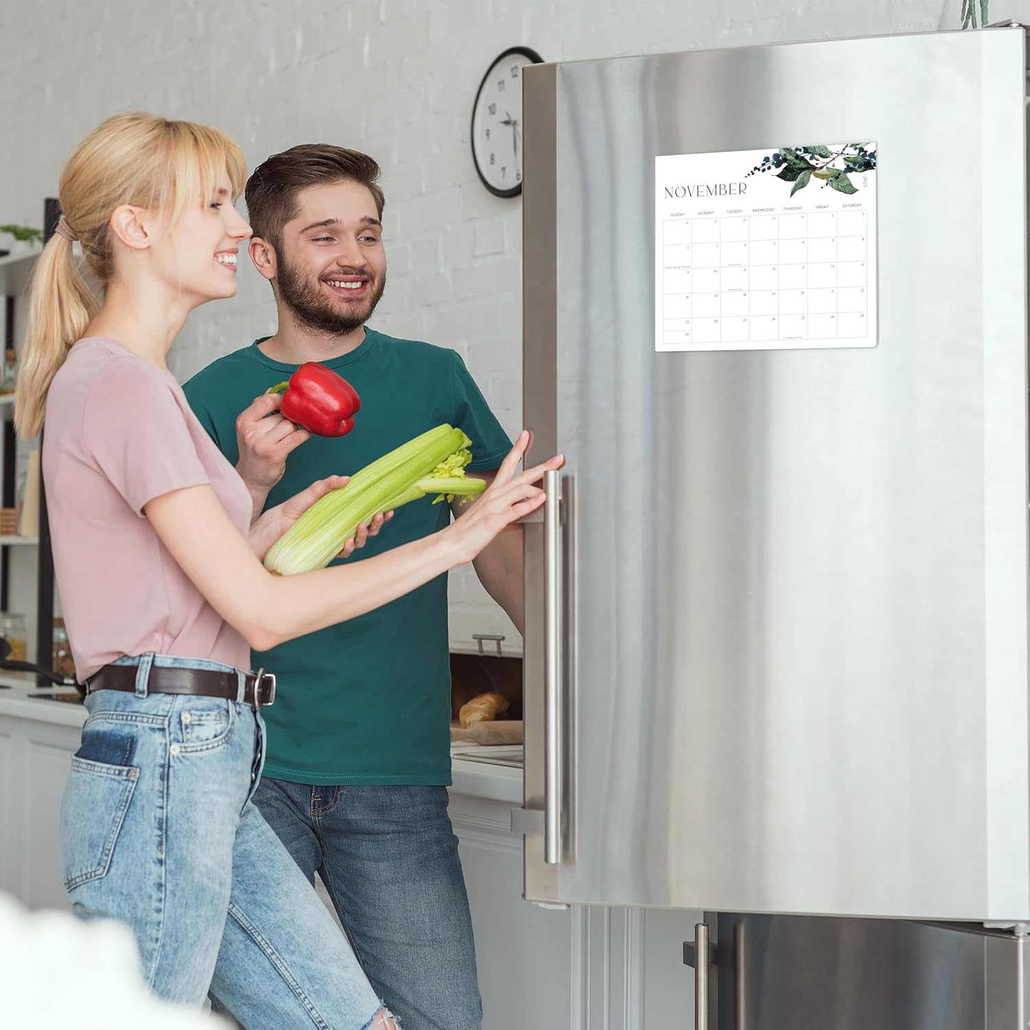 Magnetic Calendar on a Refrigerator
