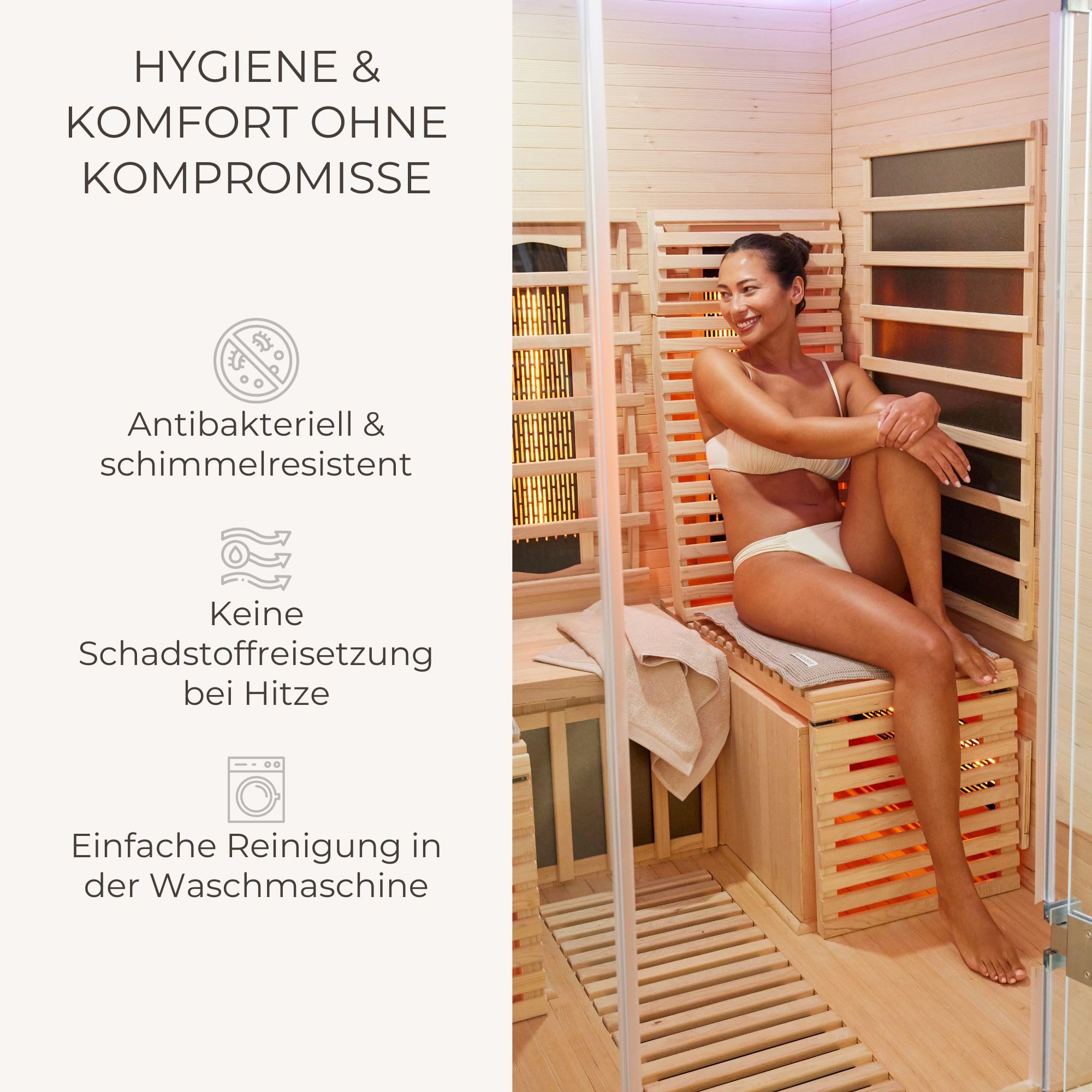 SAUNASOFA Ensemble de sauna avec coussin d'assise et serviette – Lavable, respirant, fabriqué à la main en Europe