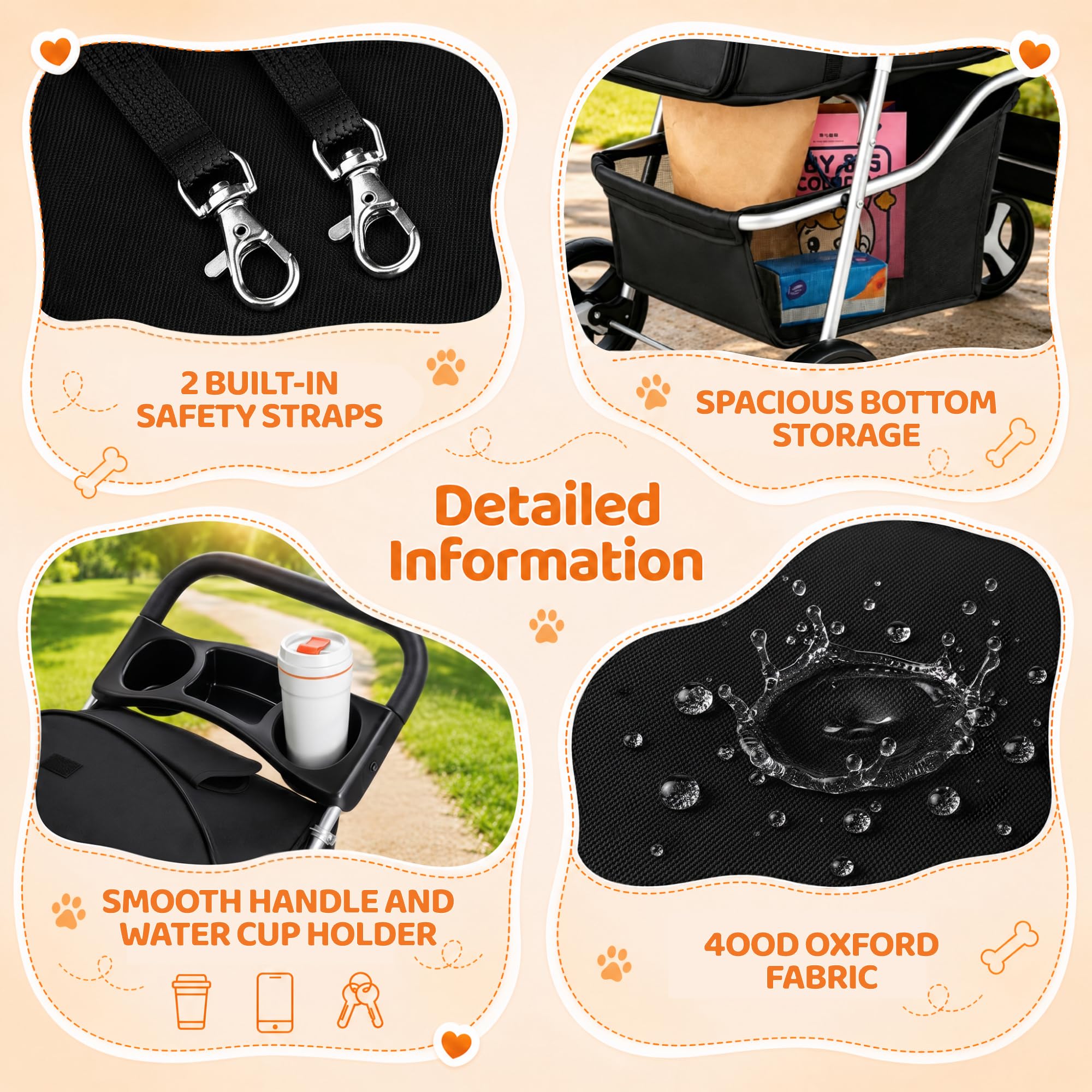 Amazon.co.jp: ZENY Foldable Pet Stroller Cat Dog ペットカート 多頭