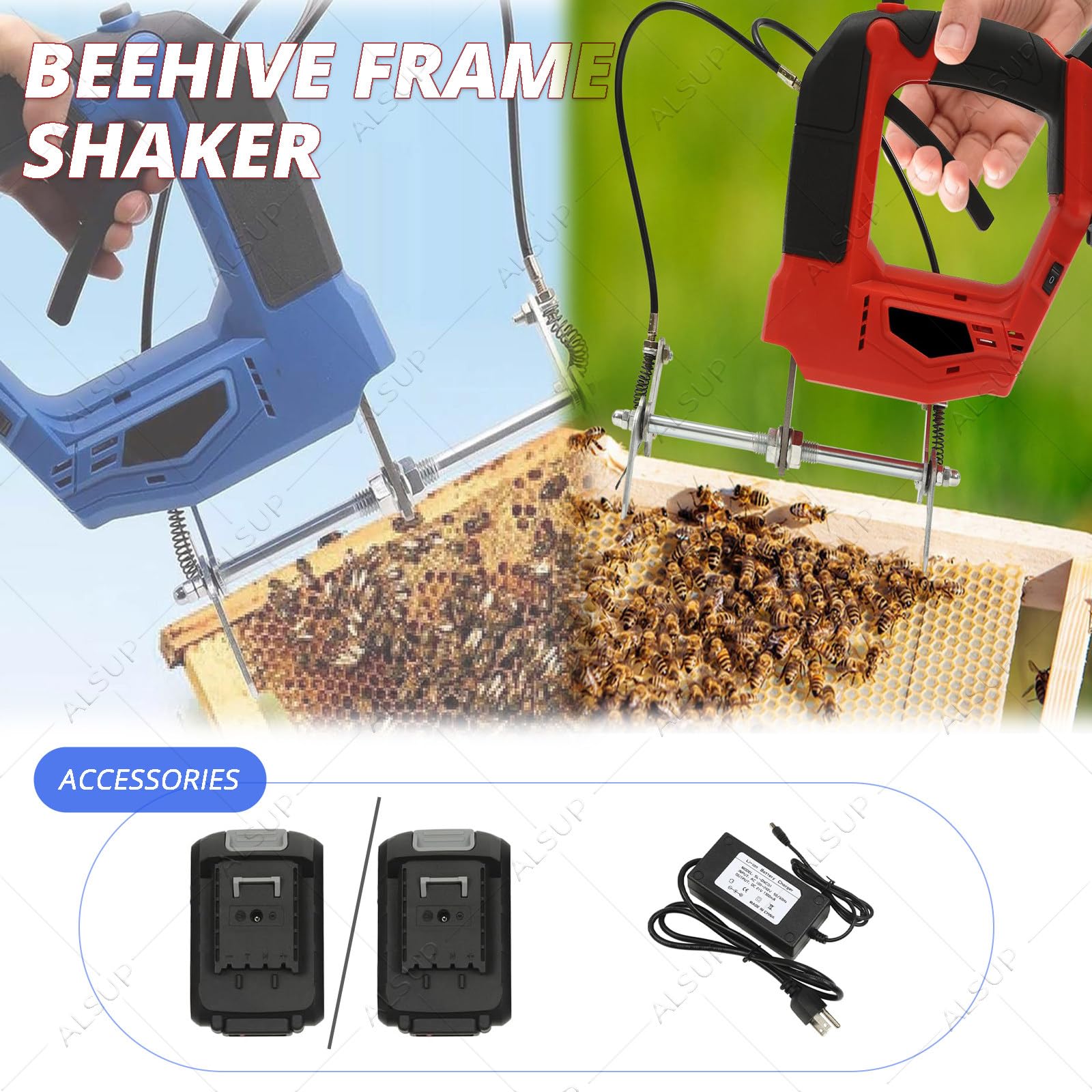 Beehive Frame Shaker, macchina commerciale per scuotere le api, senza fili, senza spazzole, strumento di rimozione delle api con caricatore per apiari e apicoltura
