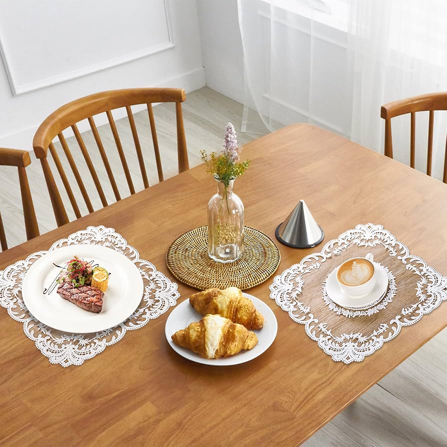 リネン製レースランチョンマットセットビンテージ Amazon｜AVLA レースプレースマット 6枚パック レトロ フレンチ