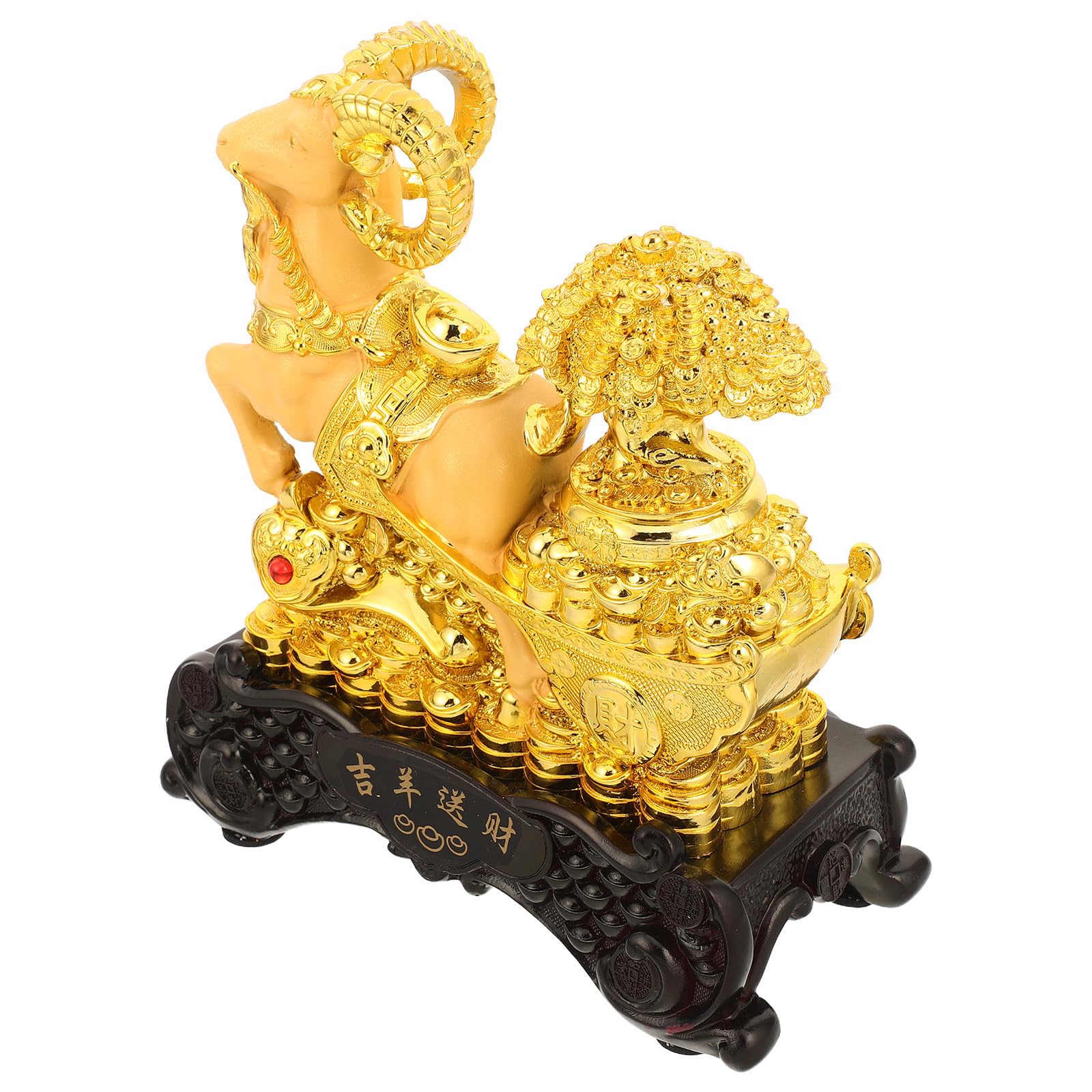 GALPADA Estatua de Oveja de Resina Dorada 2027, Adorno Zodiaco Chino